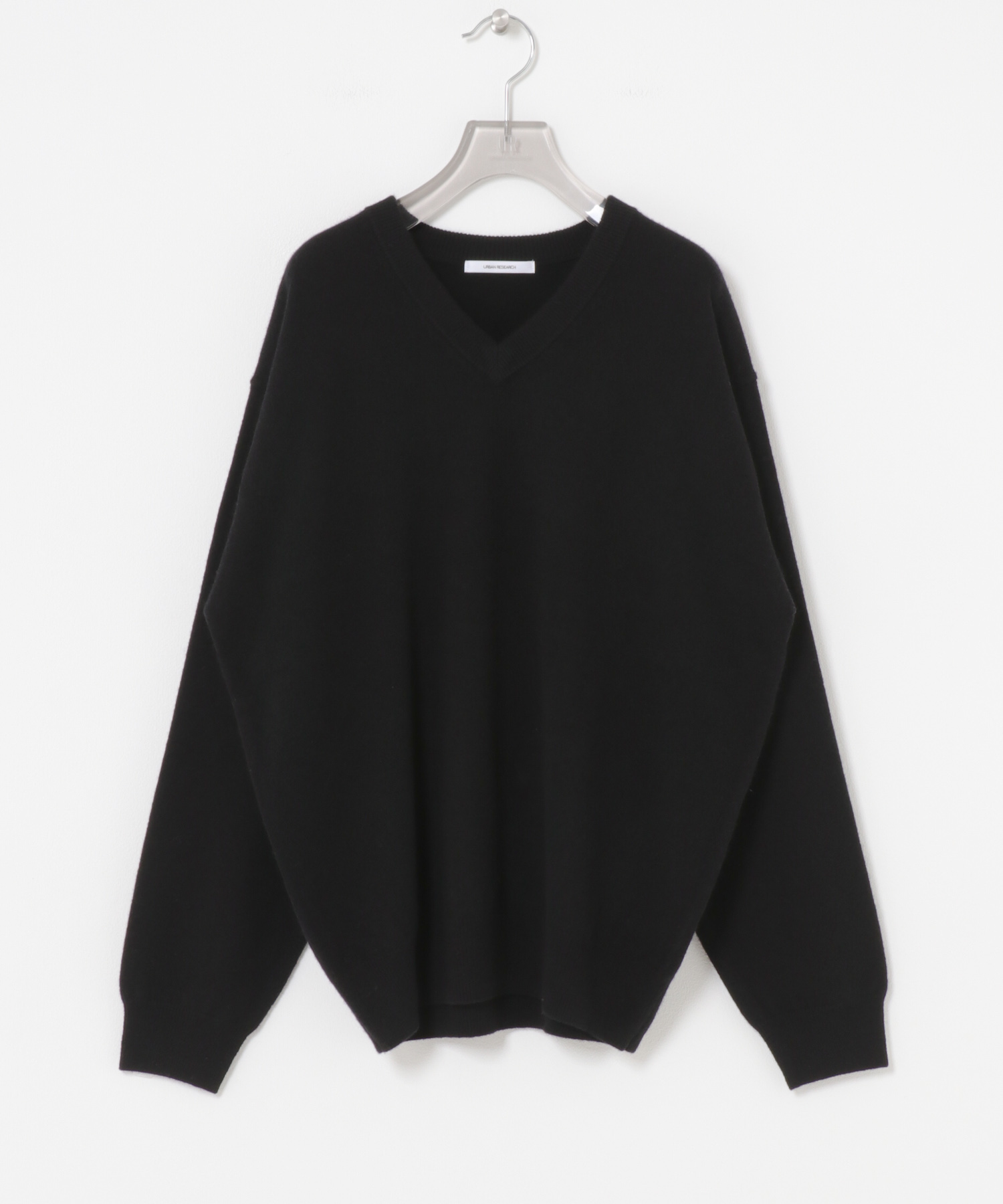 ウール100 Vネックルーズソフトニット BLACK Free