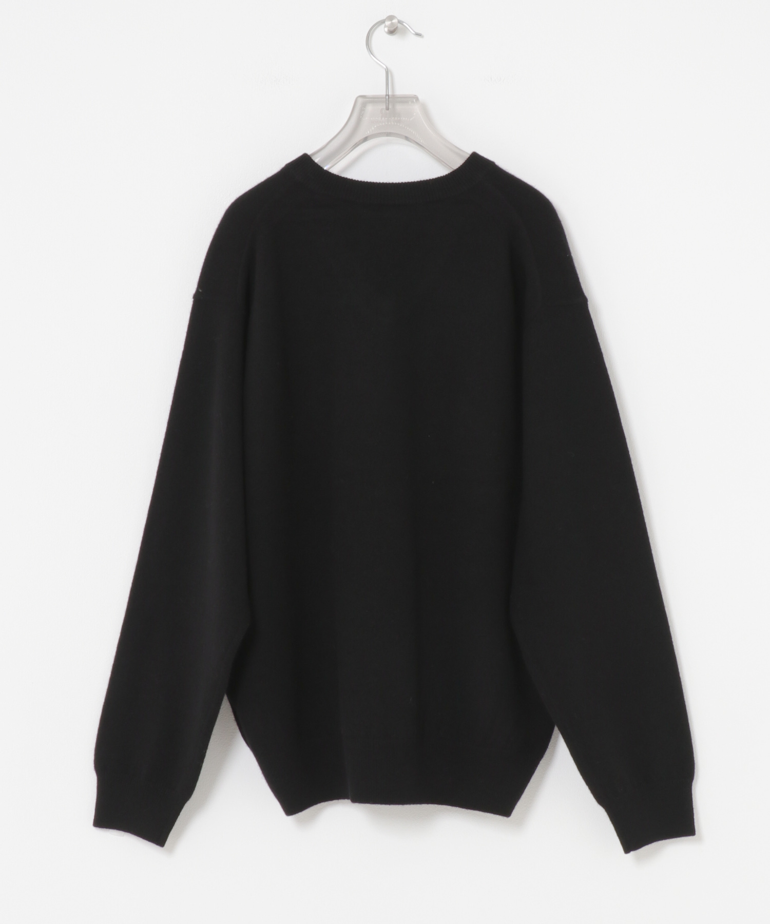 ウール100 Vネックルーズソフトニット BLACK Free
