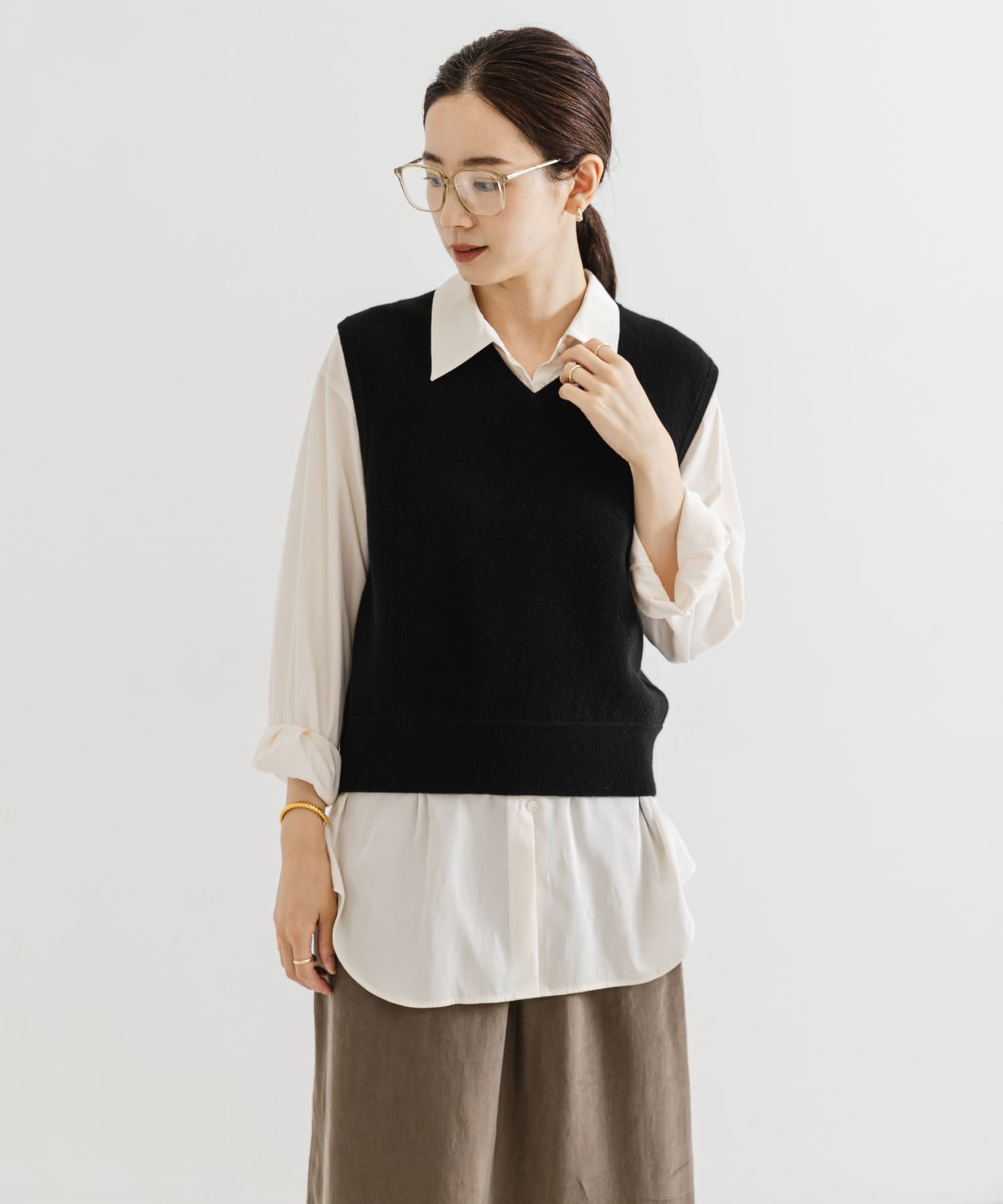 ウールカシミヤVネックニットベスト(Free GRAY): トップス｜URBAN