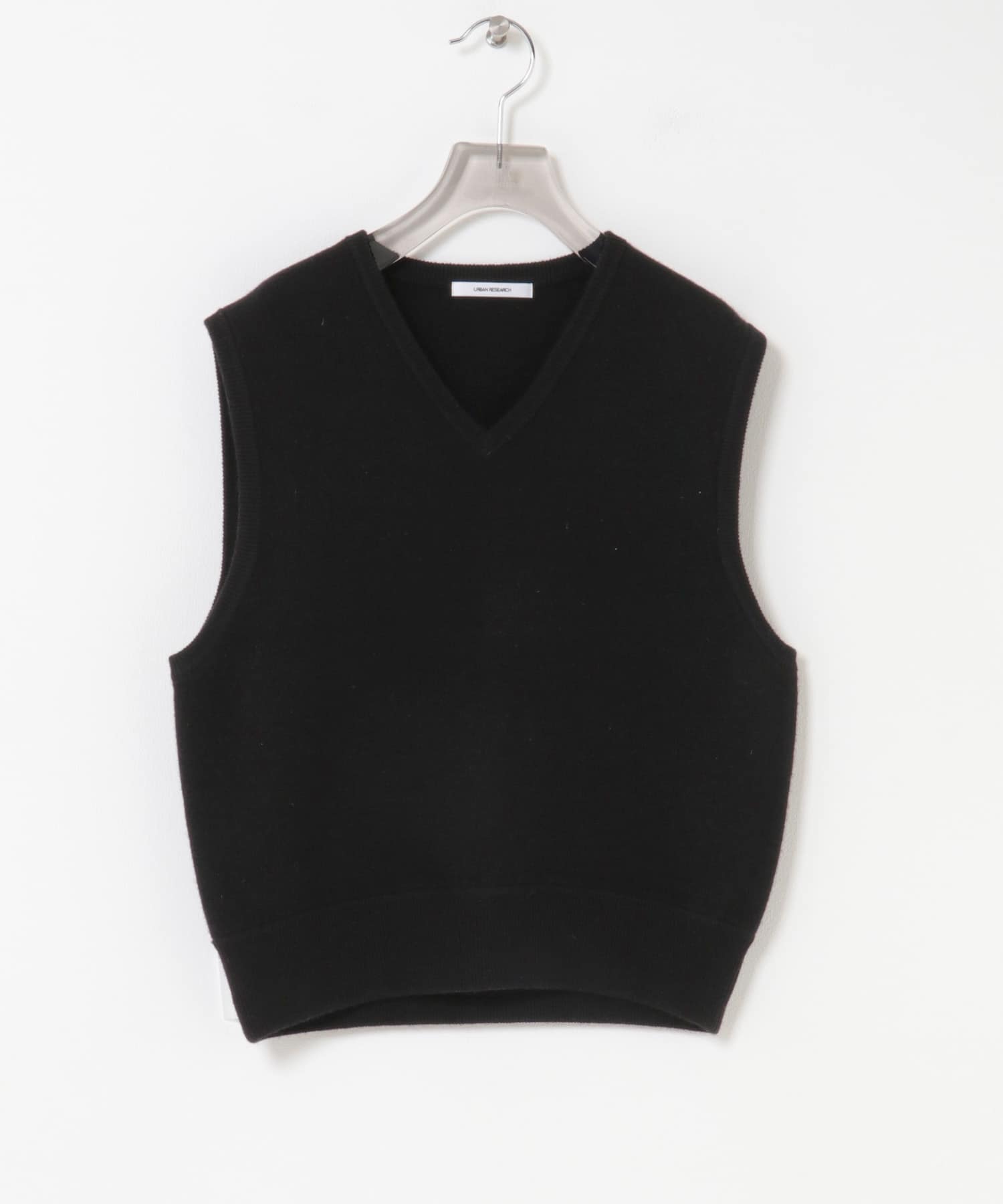 ウールカシミヤVネックニットベスト BLACK Free