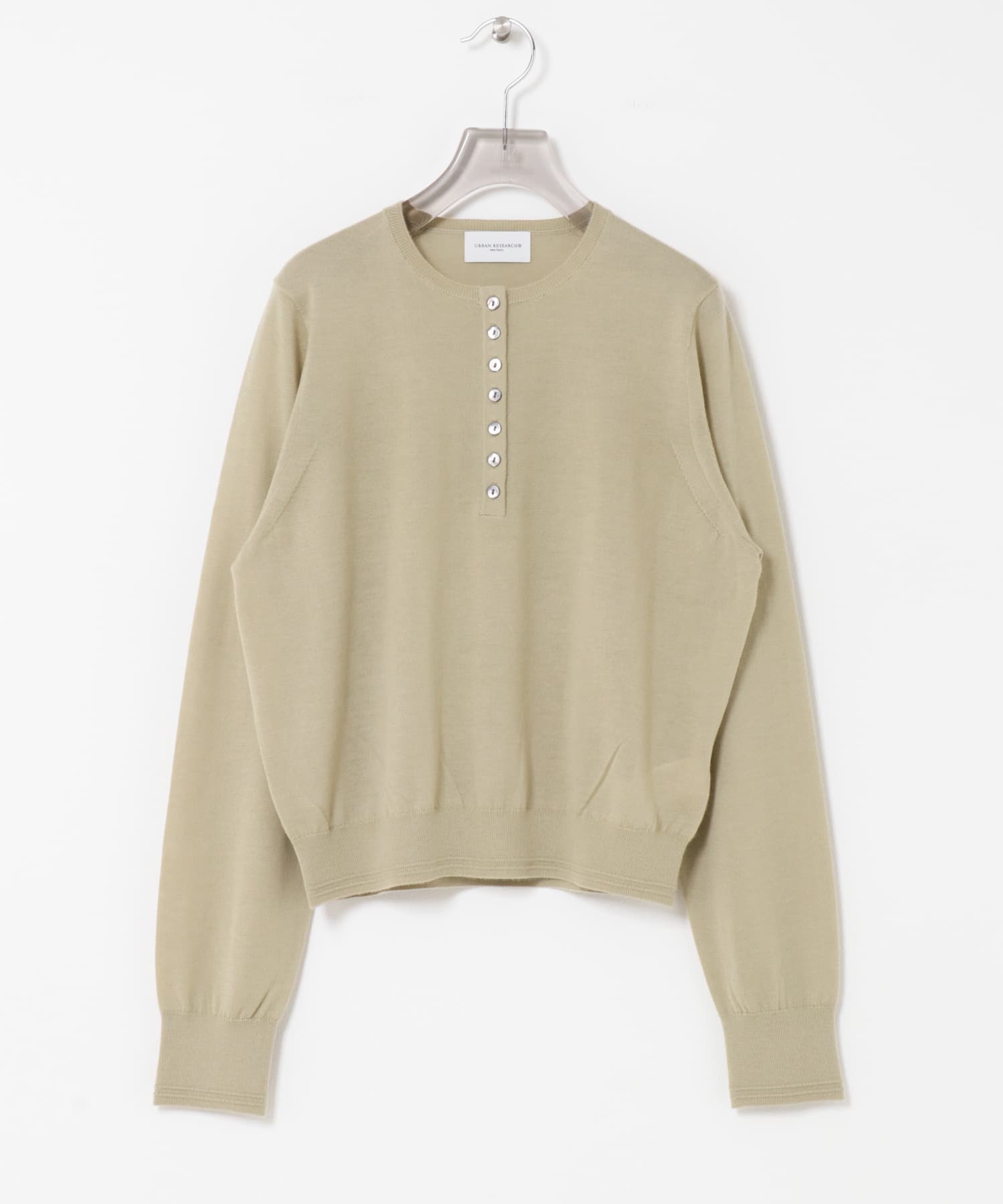 new basic　Lisse Cashmere henry knit SAGE FREE