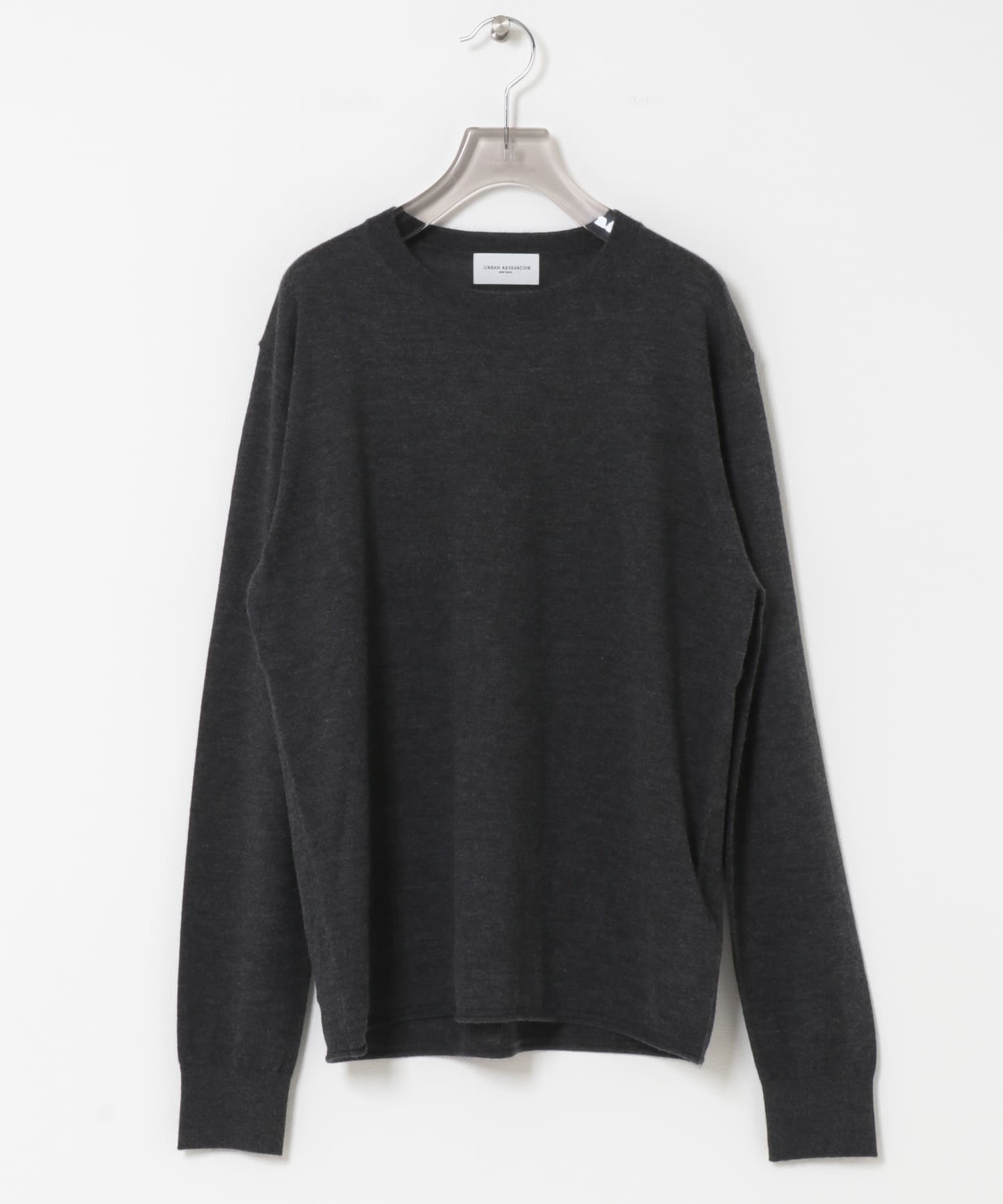 new basic　Lisse Cashmere crew knit CHARCOAL FREE