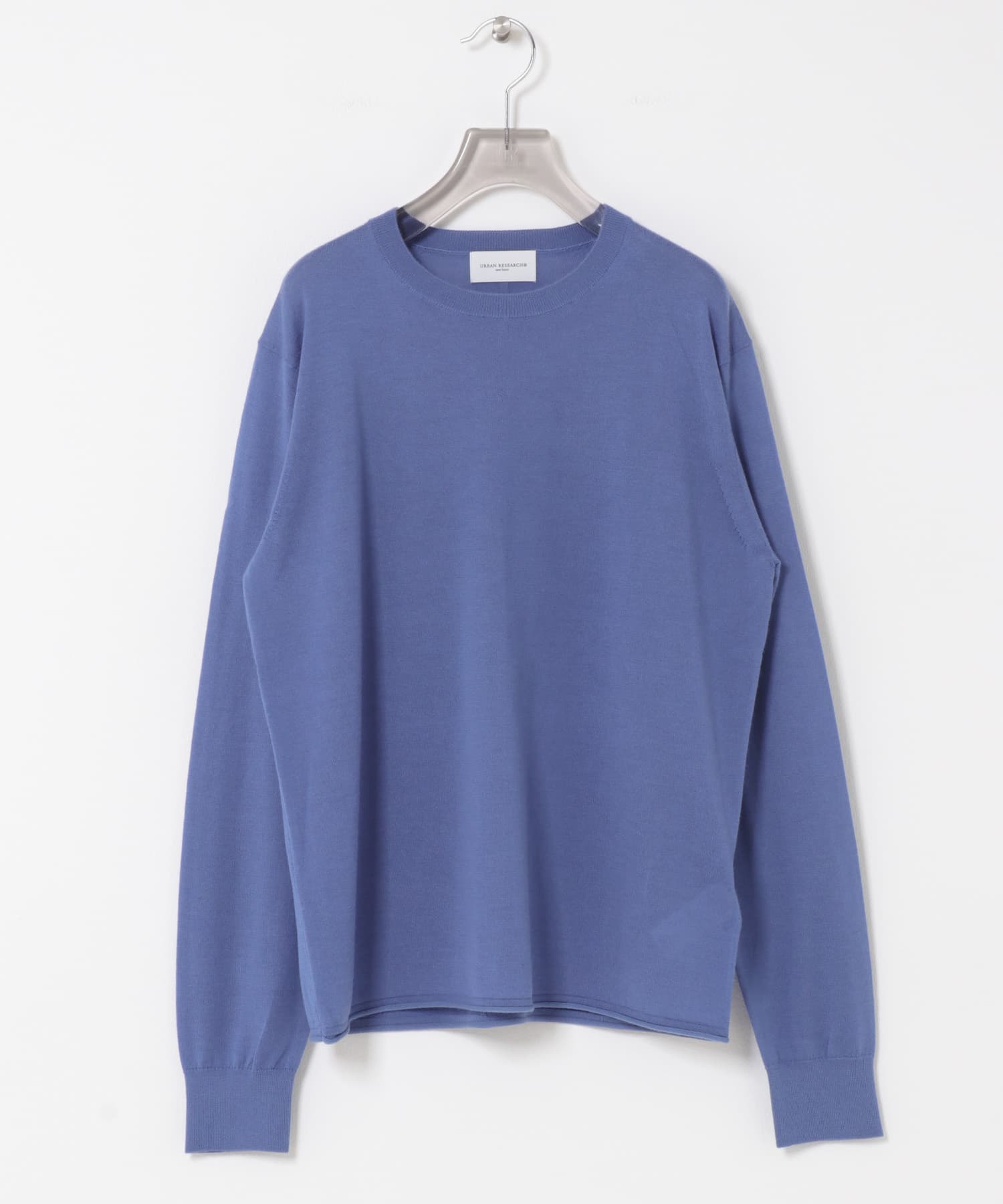 new basic　Lisse Cashmere crew knit BLUE GRAY FREE