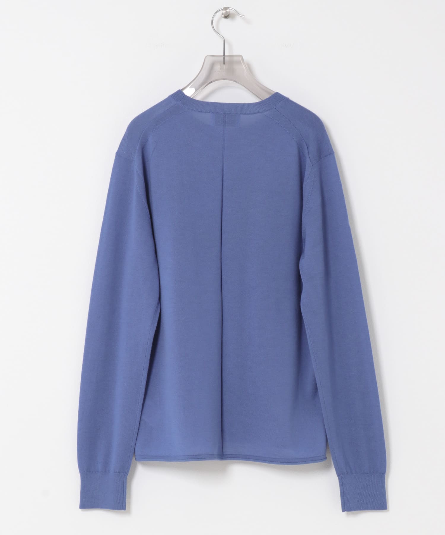 new basic　Lisse Cashmere crew knit BLUE GRAY FREE