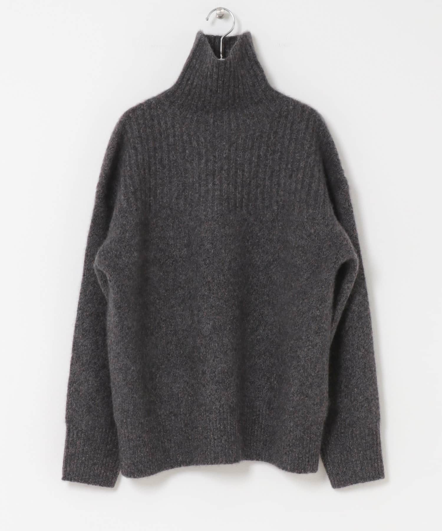 new basic　CASHMERE SILK MOULINE TURTLE-NECK KNIT