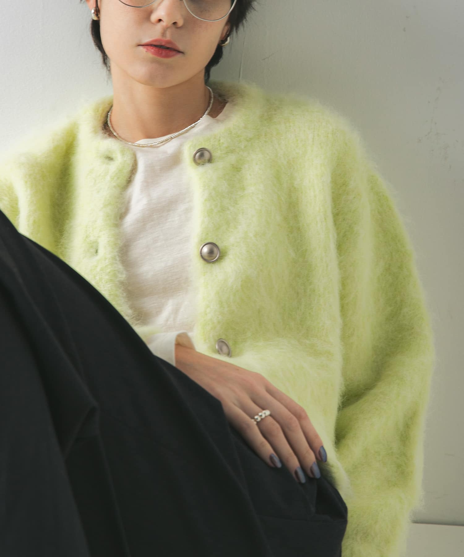 【試着のみ未使用】Nissy Naptime MIXニットカーディガン PINK 試着のみ未使用】Nissy Naptime MIXニットカーディガン PINK