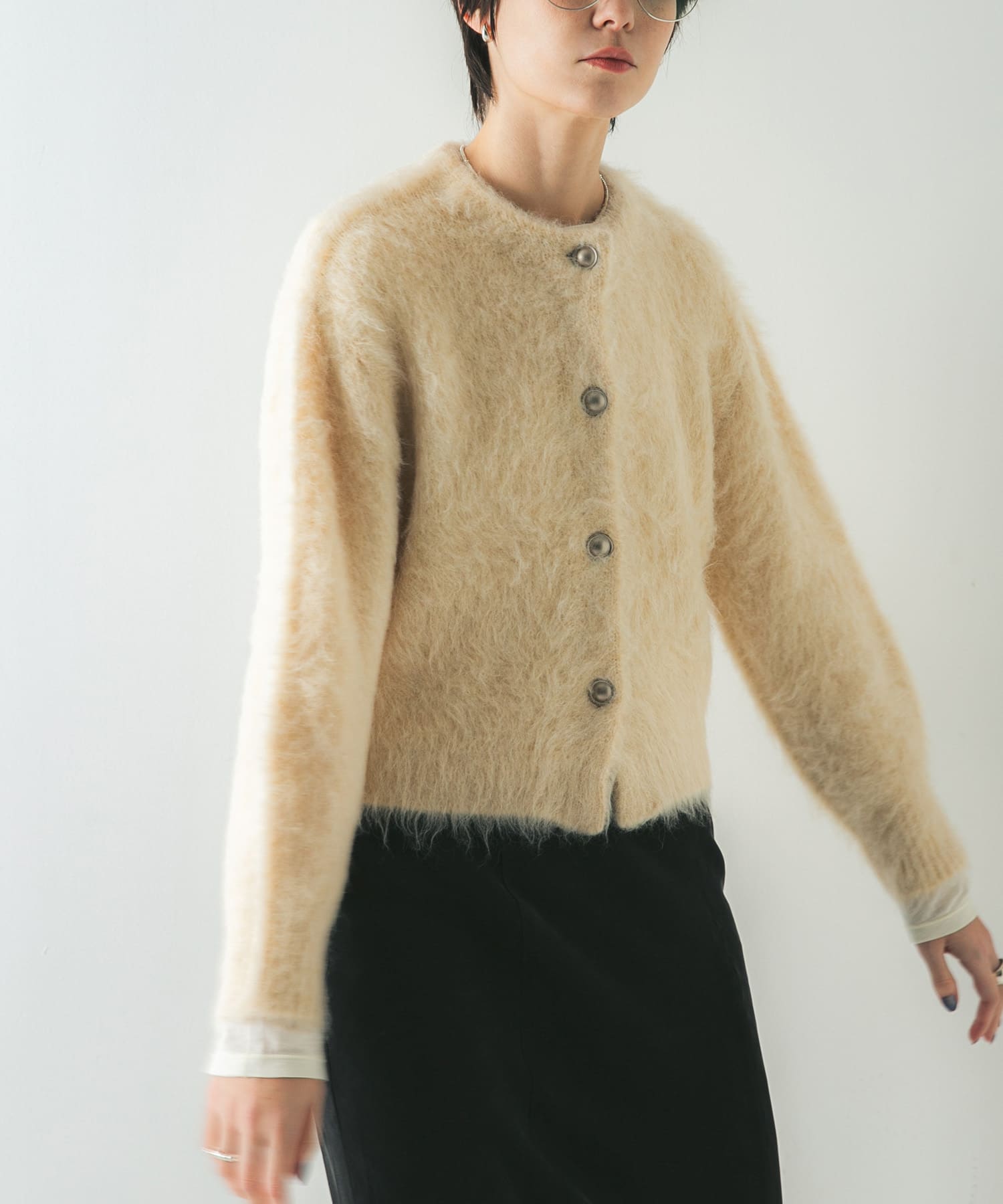 『一部WEB限定カラー』ブラッシュシャギーニットカーディガン