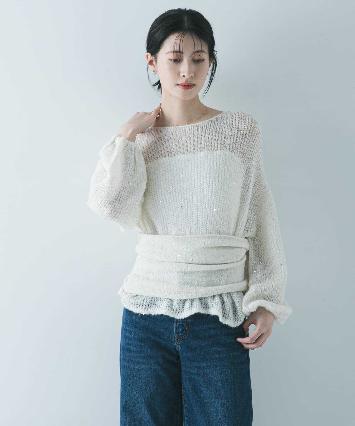 スパンコールモヘヤルーズニット