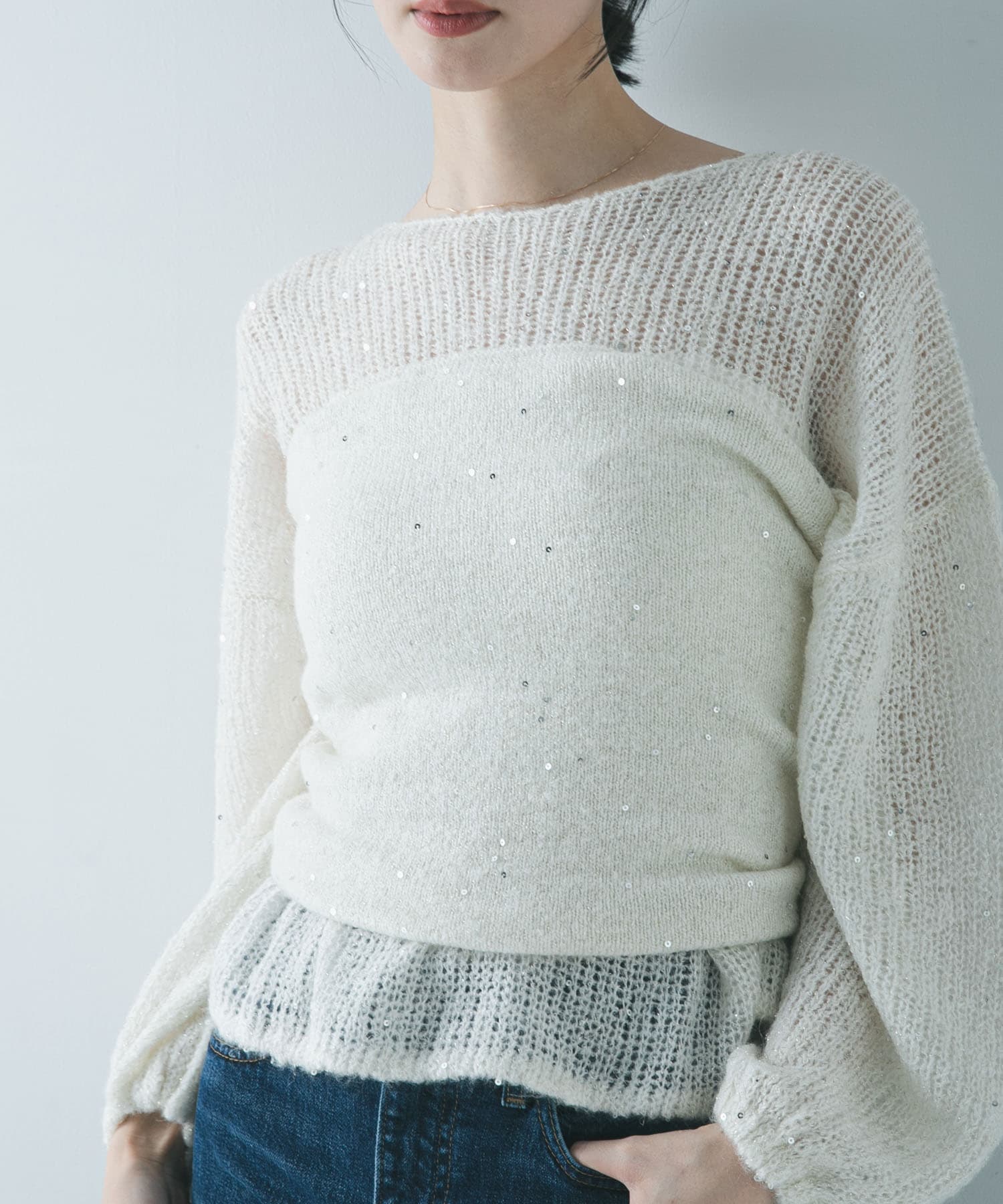 スパンコールモヘヤチューブトップ