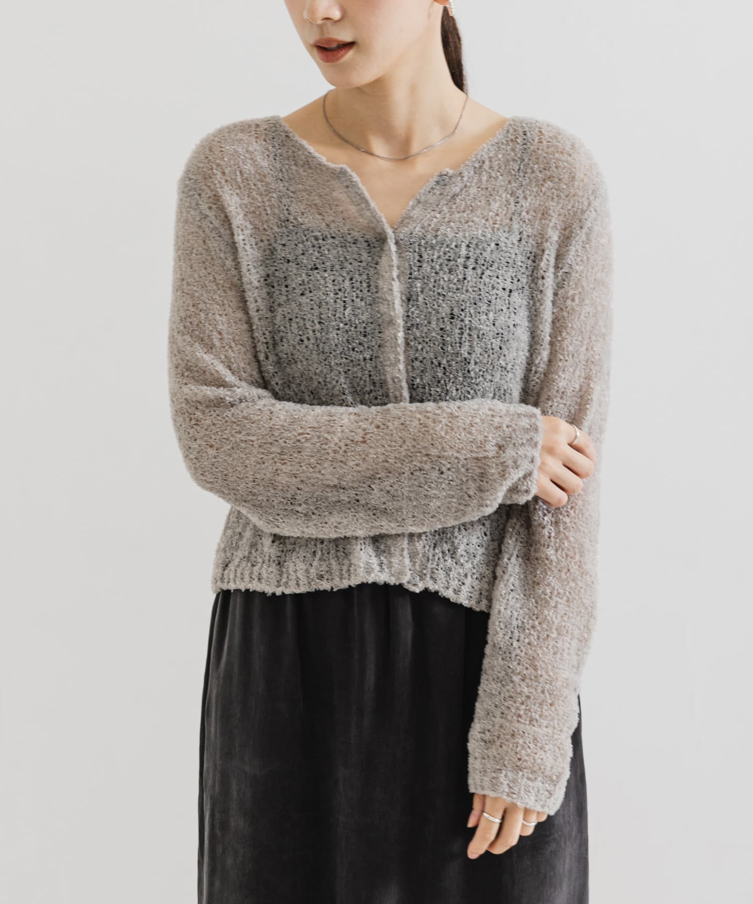 シアーモールショート丈カーディガン