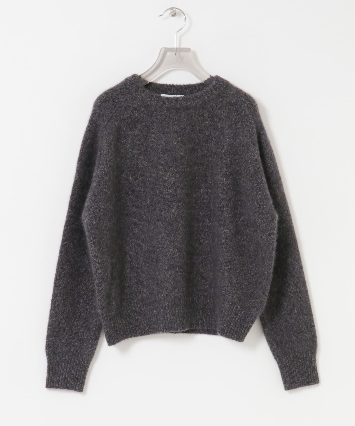 new basic　CASHMERE SILK MOULINE CREW-NECK KNIT