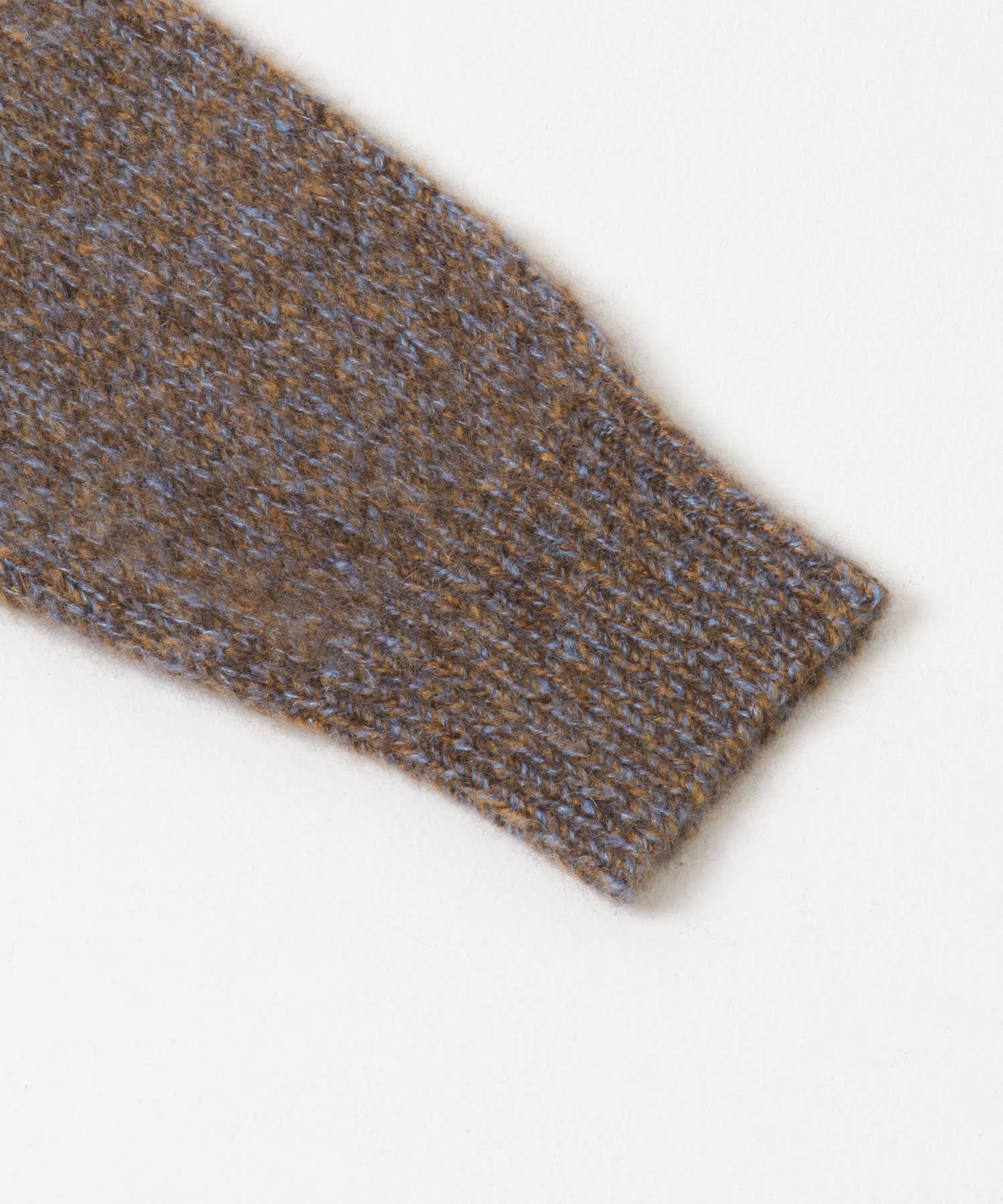 new basic　CASHMERE SILK MOULINE CREW-NECK KNIT BROWN Free