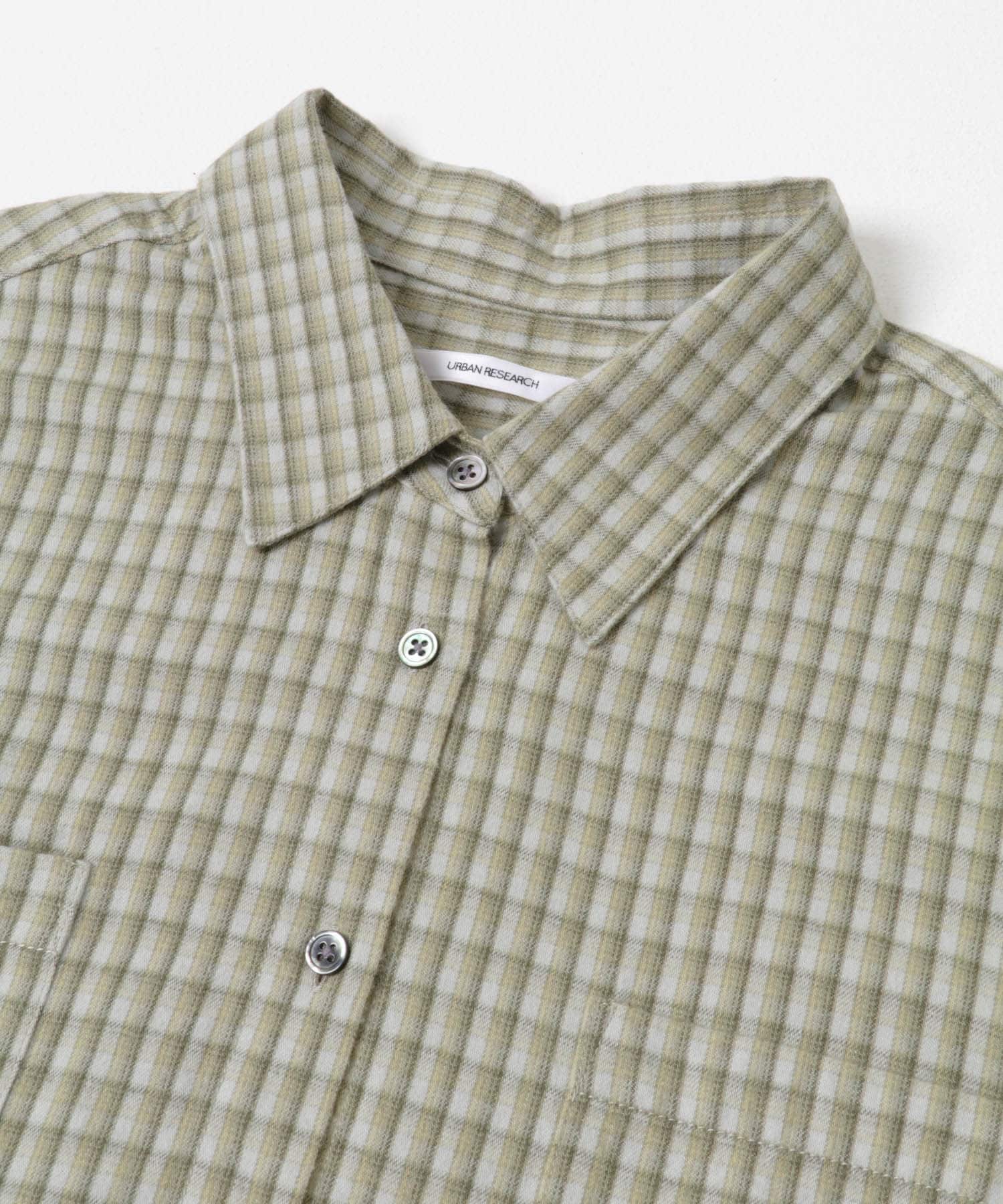 ネルチェックコットンシャツ L.GREEN FREE