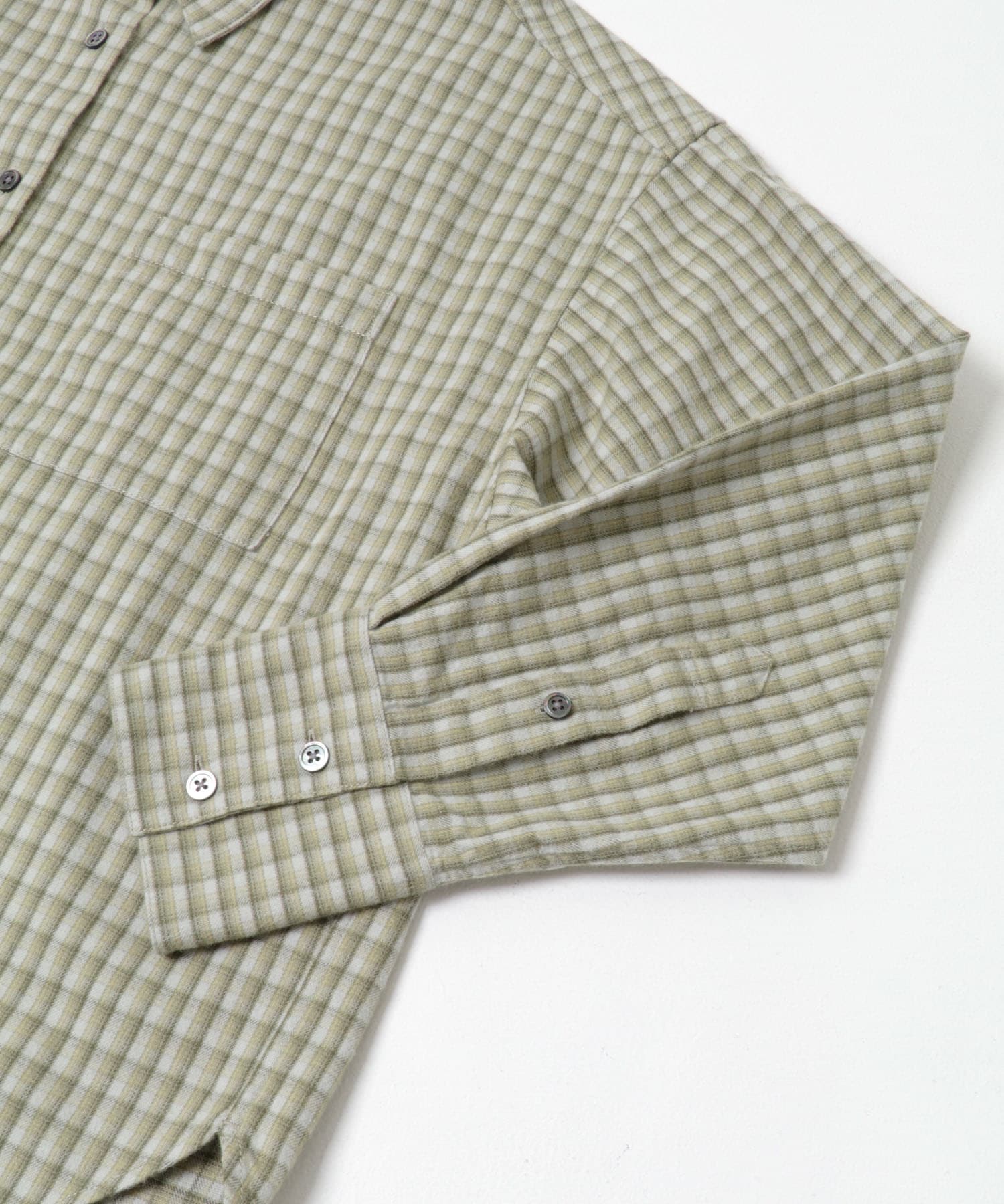 ネルチェックコットンシャツ L.GREEN FREE