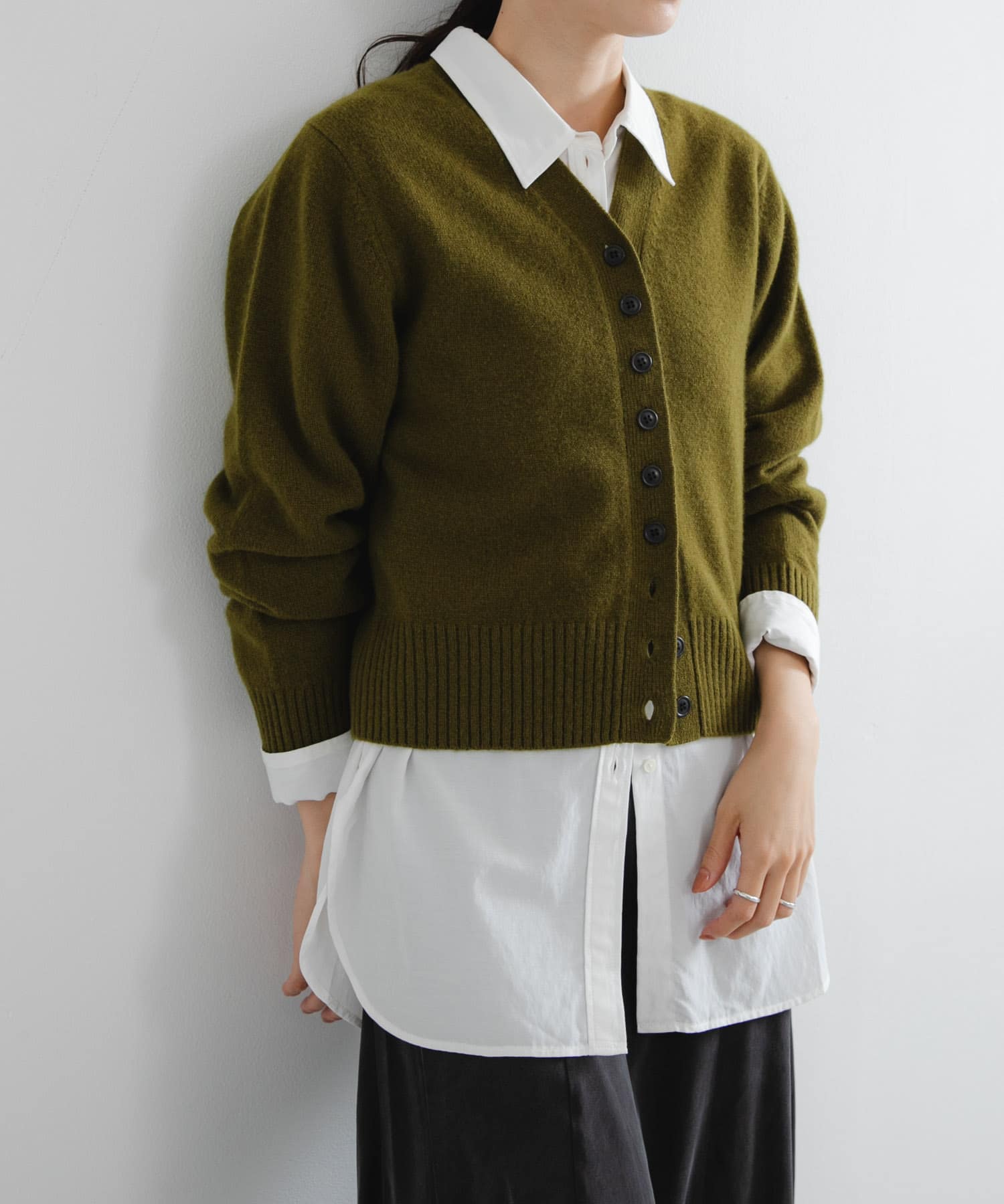 ダブルボタンコットンヴィスコースシャツ