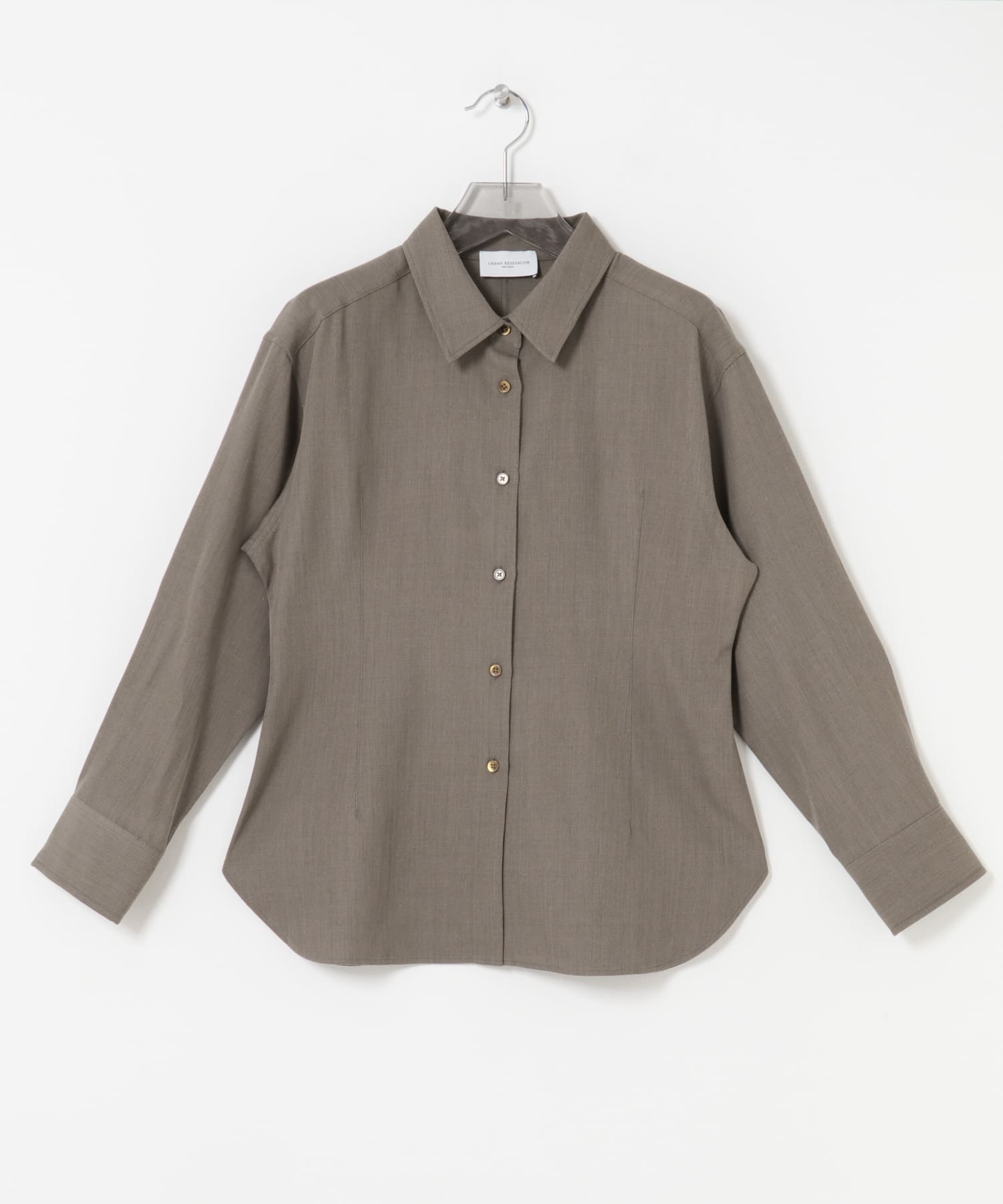 new basic　WOOL TWILL SHAPE SHIRTS BEIGE FREE