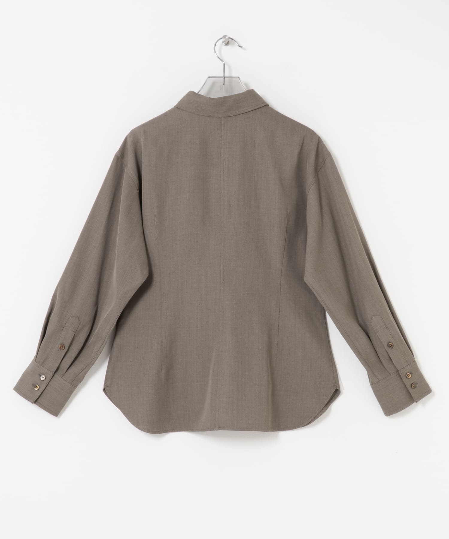 new basic　WOOL TWILL SHAPE SHIRTS BEIGE FREE