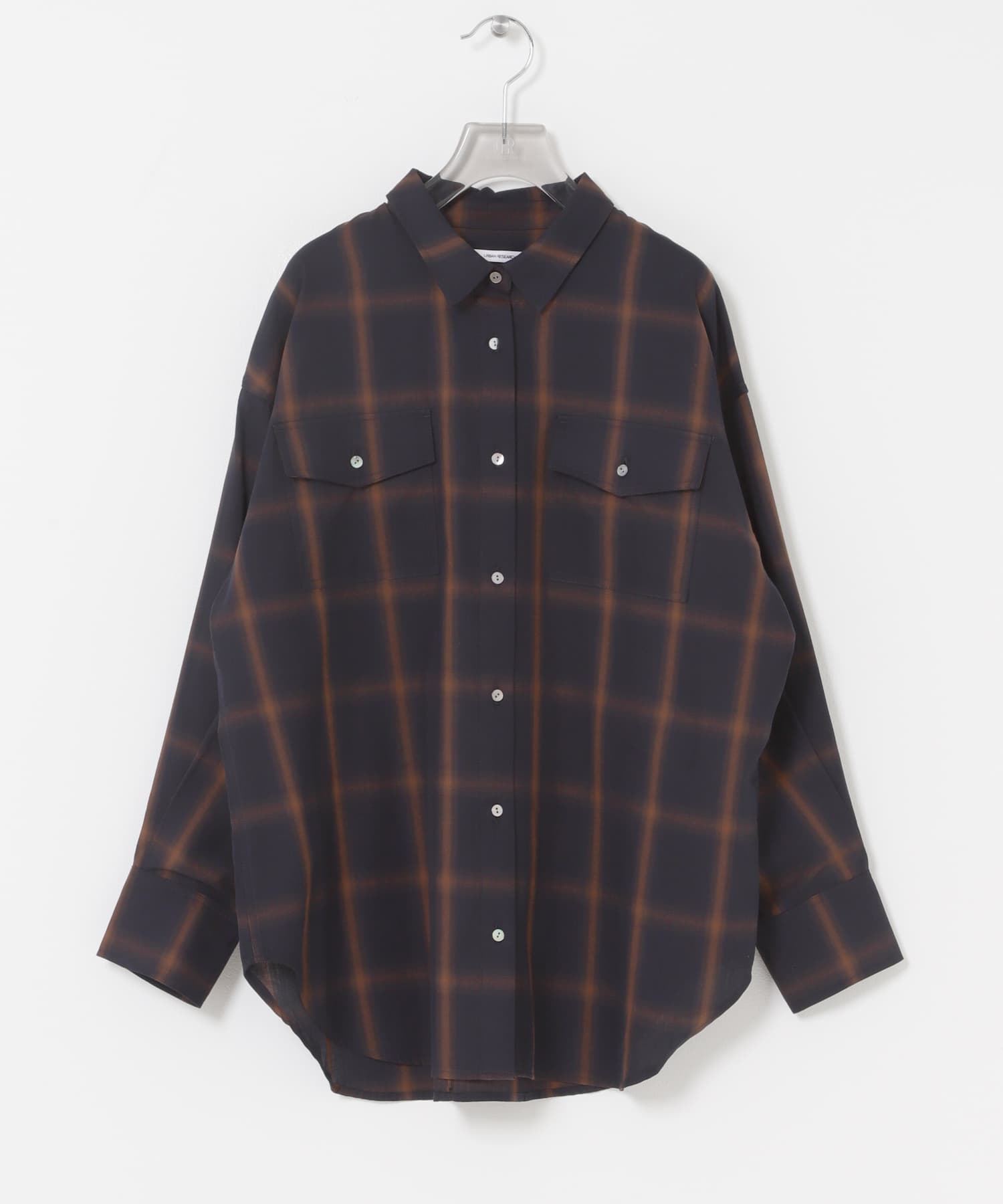 オンブレーチェックオーバーシャツ NAVY Free
