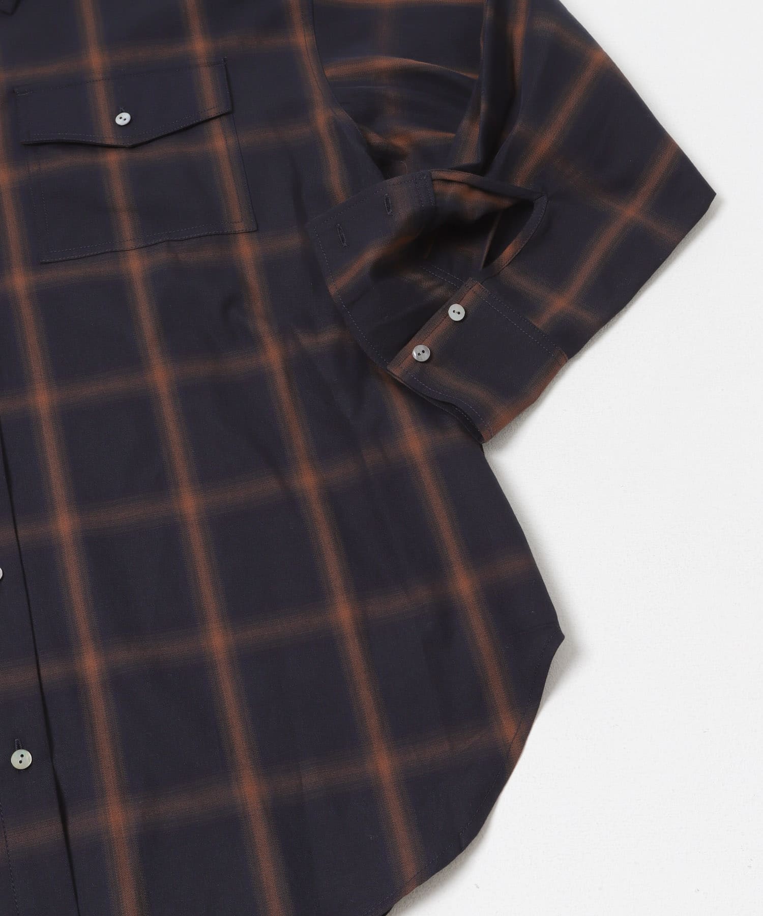 オンブレーチェックオーバーシャツ NAVY Free
