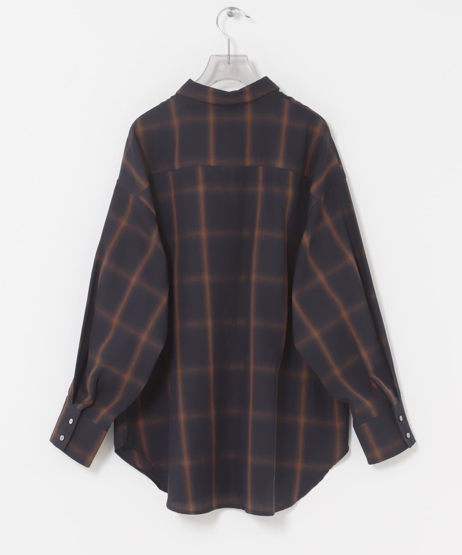 オンブレーチェックオーバーシャツ NAVY Free