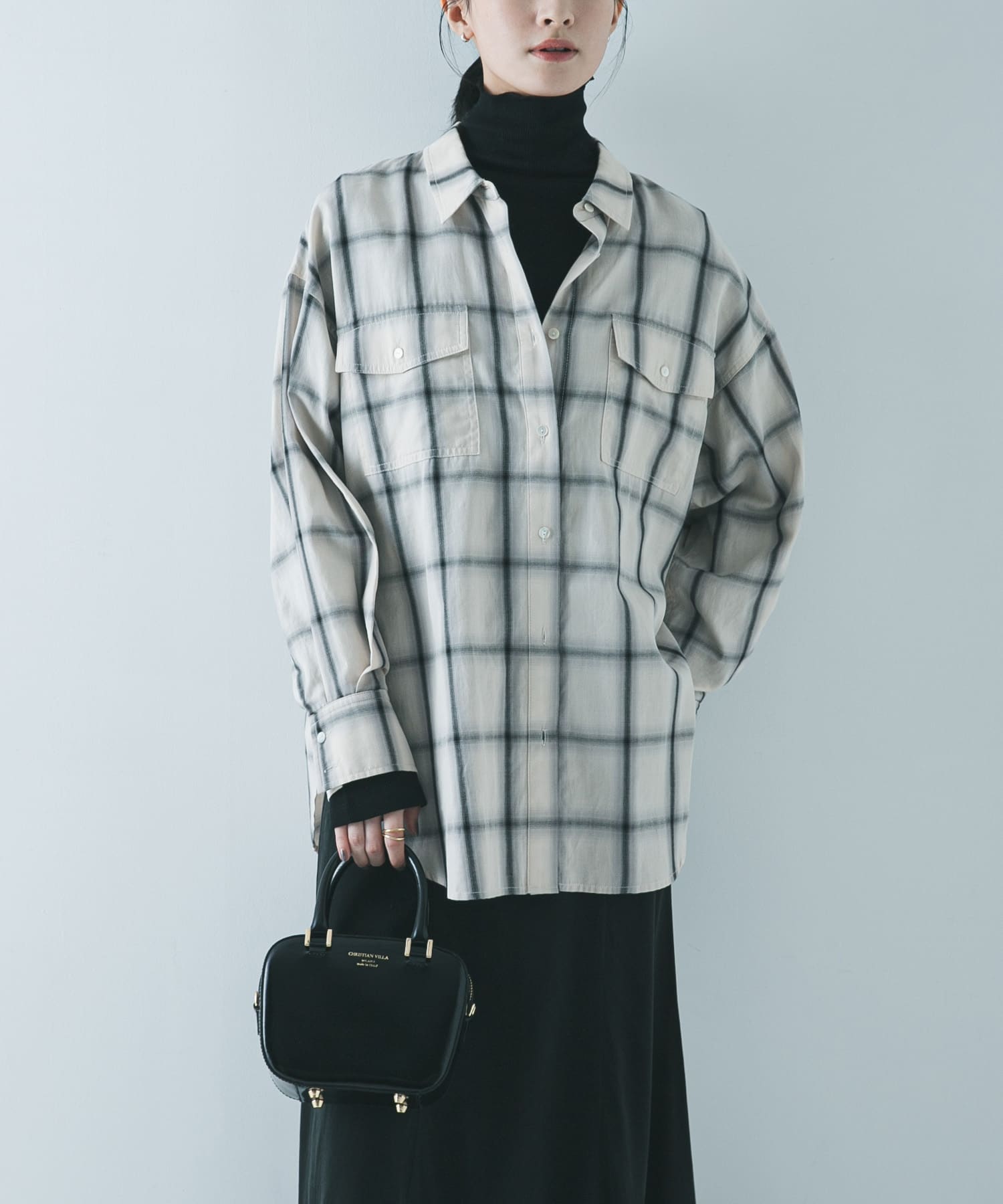 オンブレーチェックオーバーシャツ