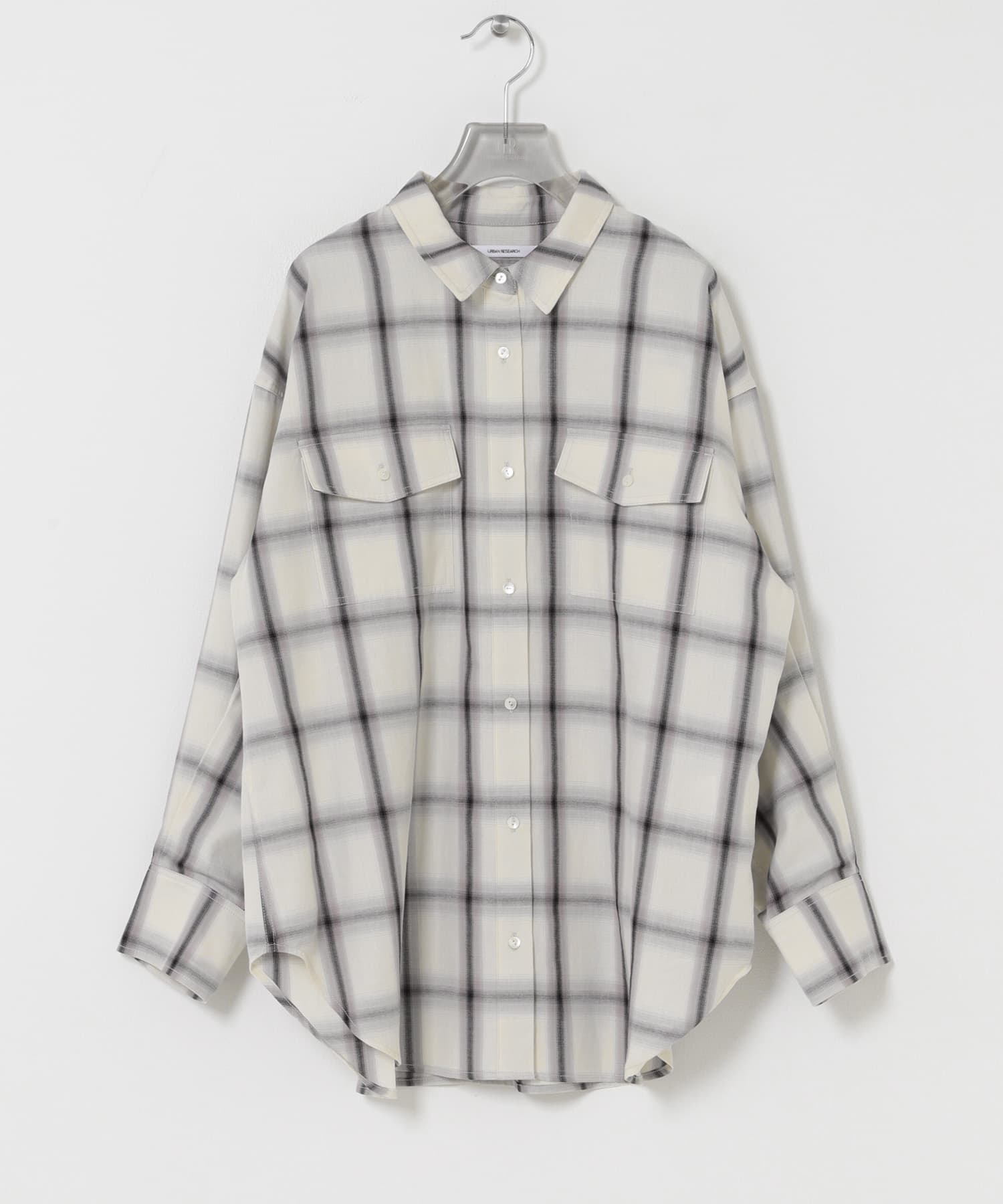 オンブレーチェックオーバーシャツ IVORY Free