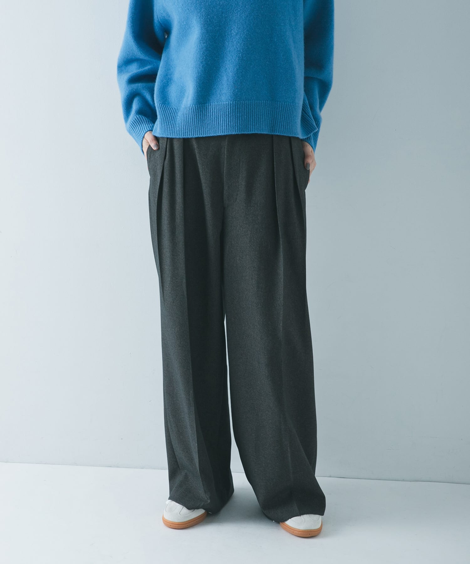 『3サイズ展開』 ウールライクツータックワイドパンツ