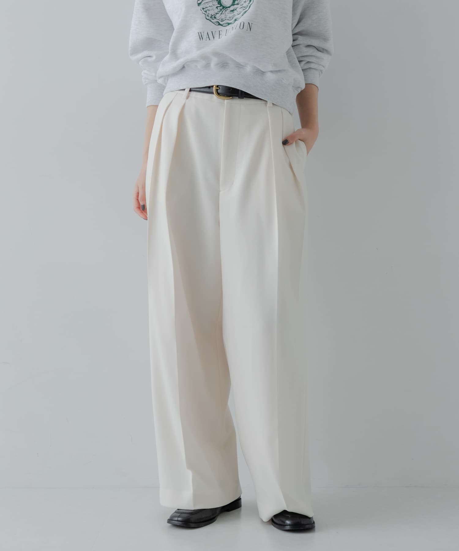 『3サイズ展開』 ウールライクツータックワイドパンツ
