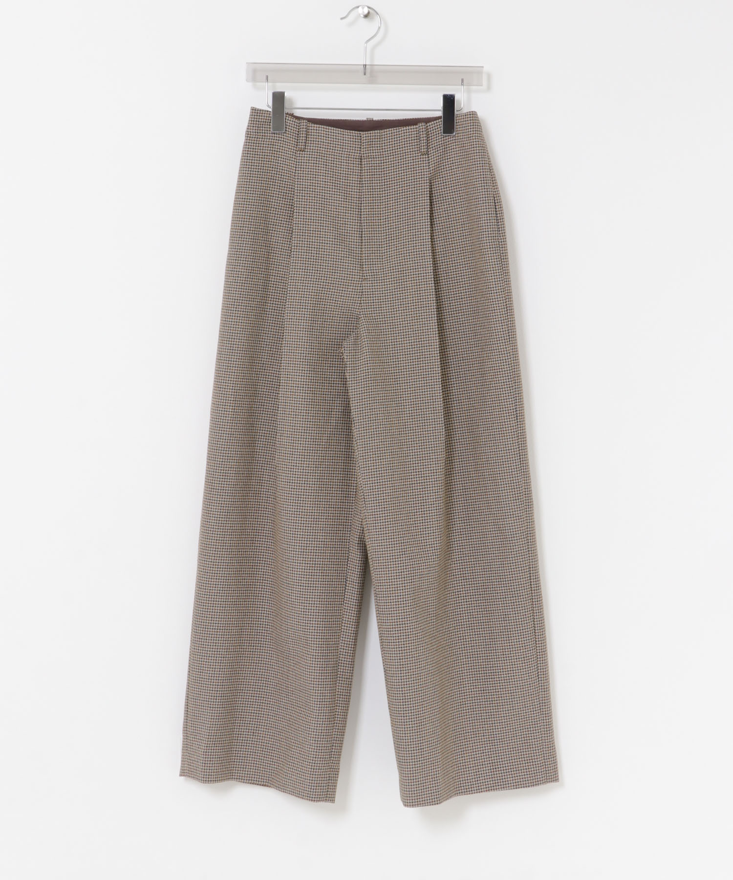 ウールブレンドチェックワイドパンツ