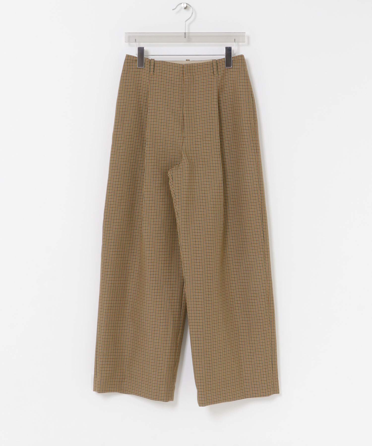 ウールブレンドチェックワイドパンツ
