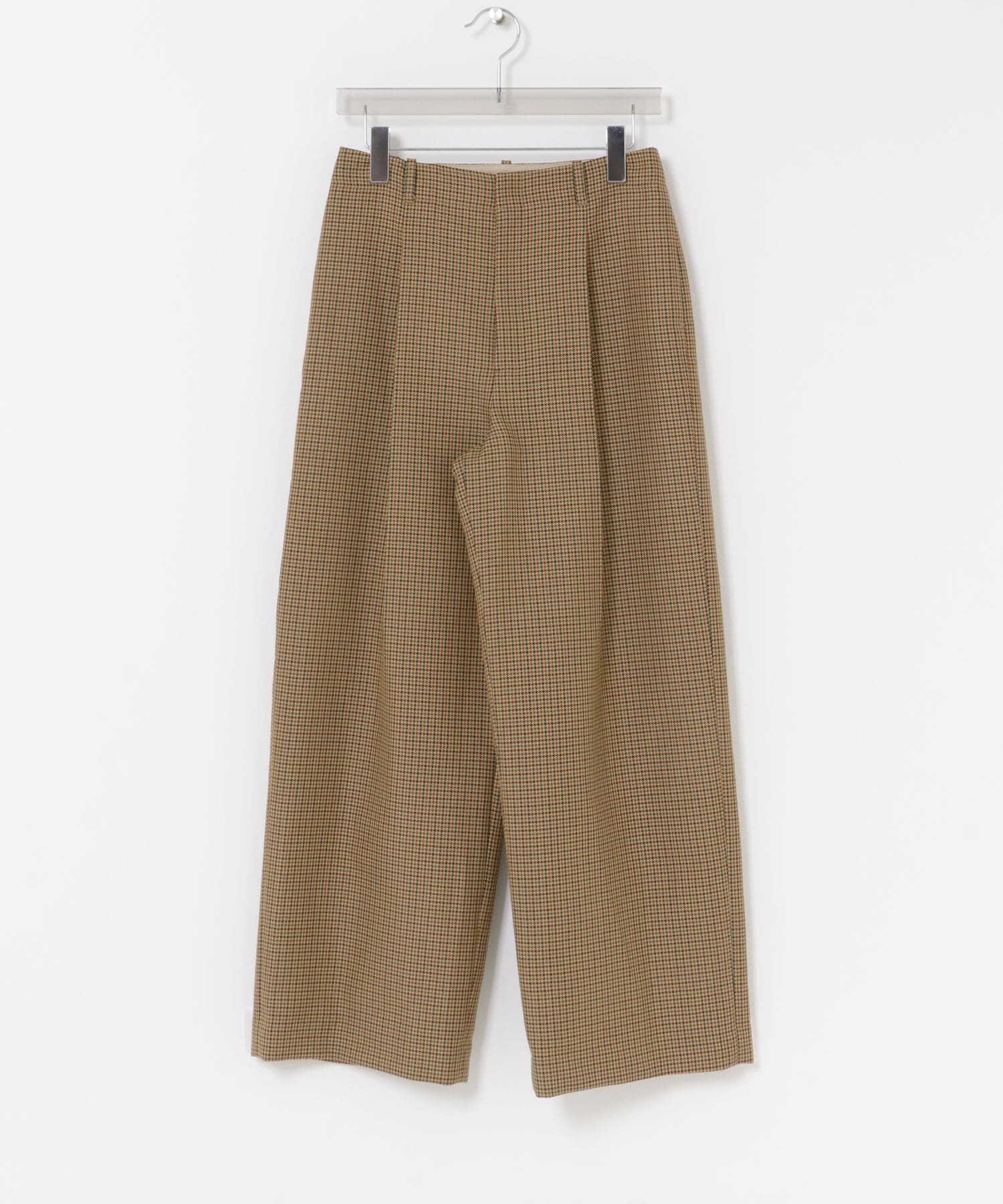 ウールブレンドチェックワイドパンツ CAMEL 36