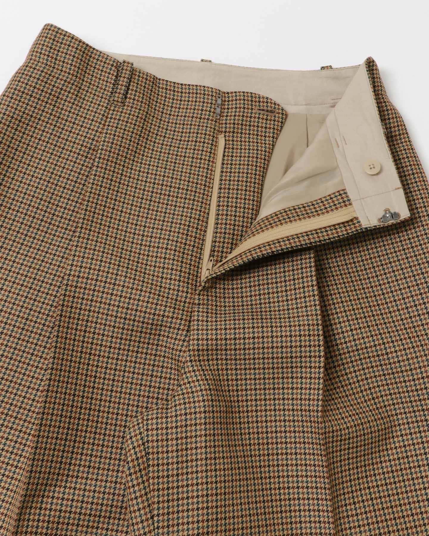 ウールブレンドチェックワイドパンツ CAMEL 36