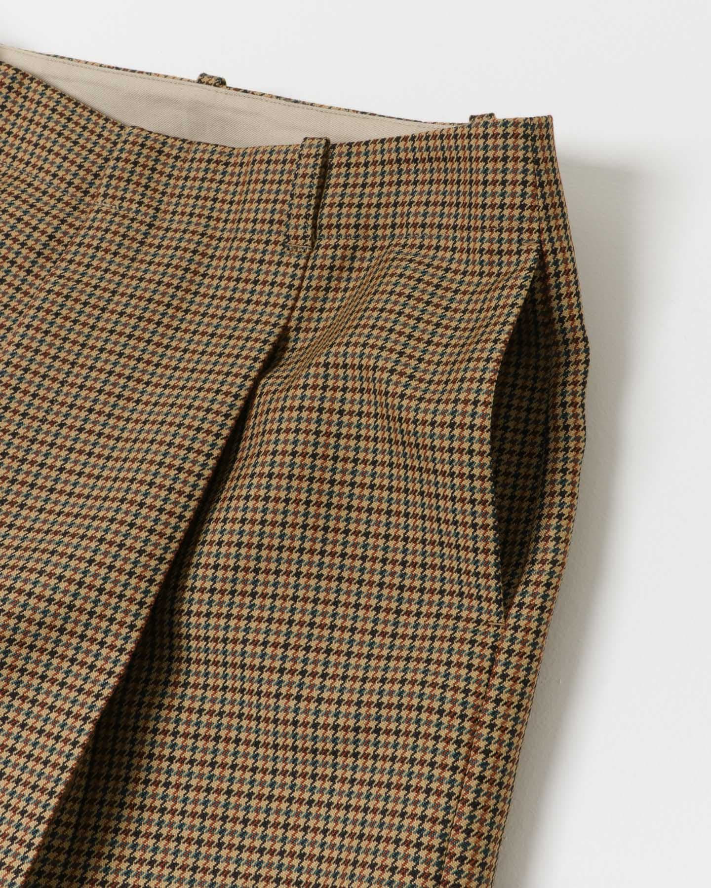 ウールブレンドチェックワイドパンツ CAMEL 36