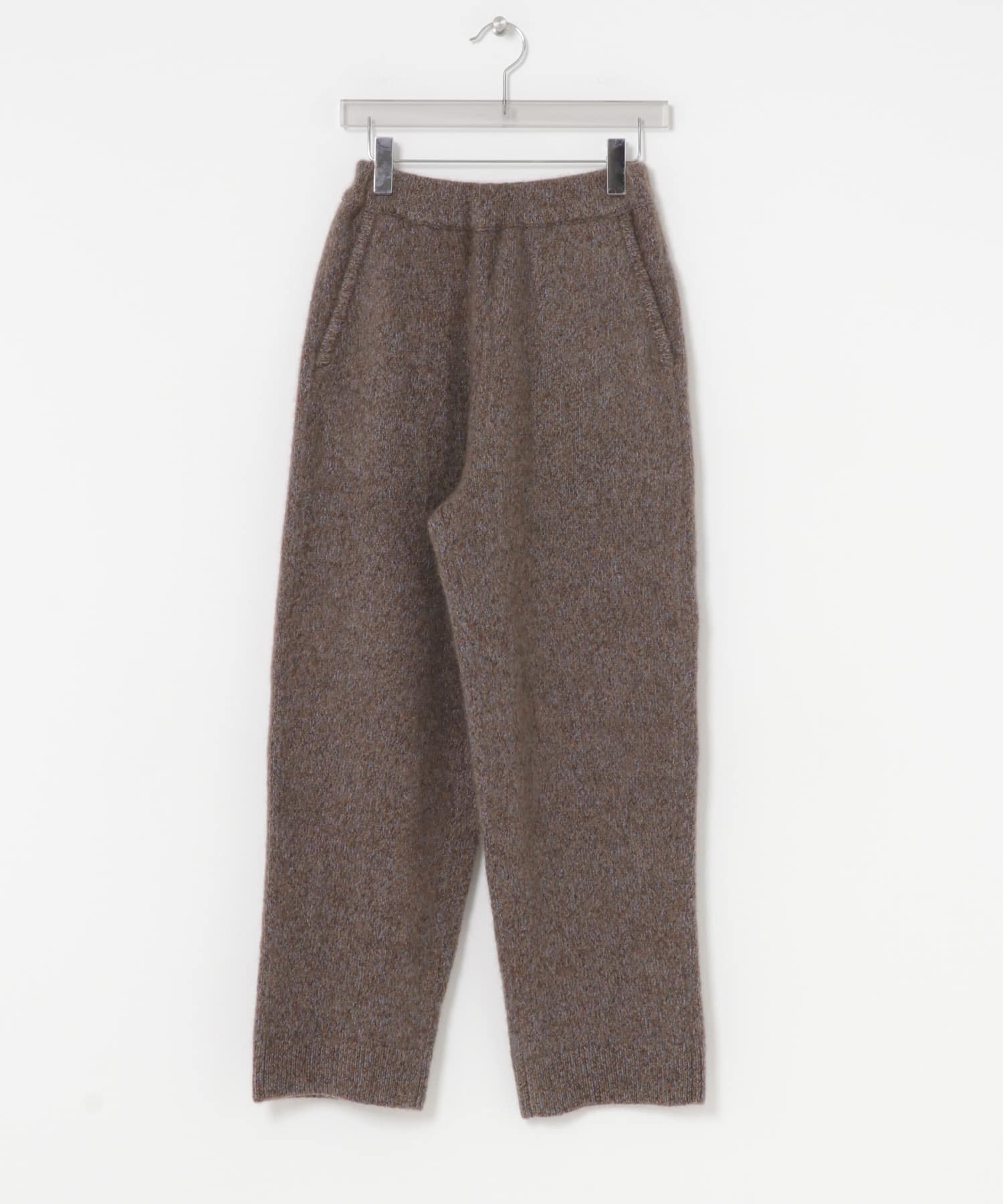new basic　CASHMERE SILK MOULINE LONGPANTS BROWN Free