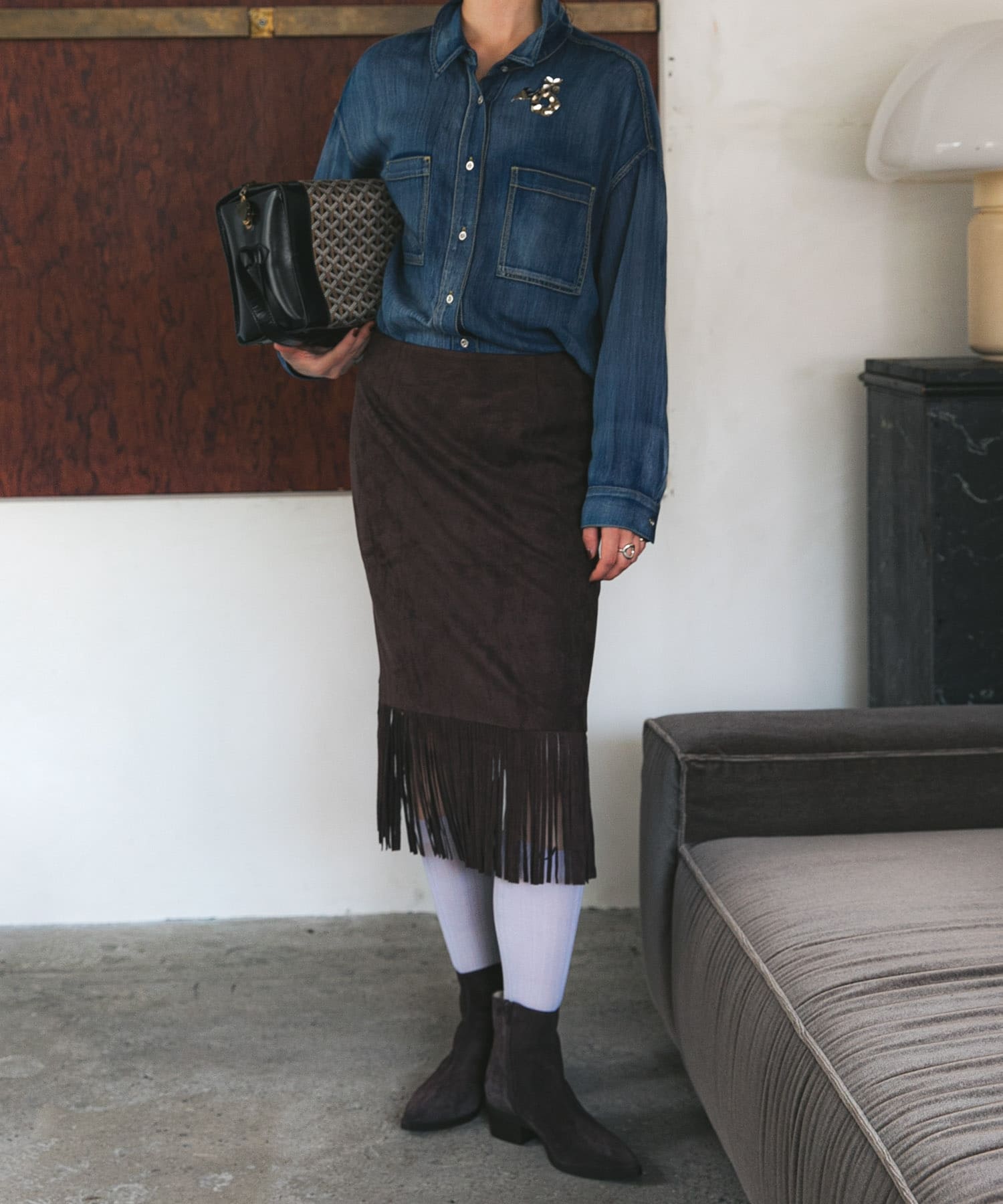 スエードライクフリンジスカート