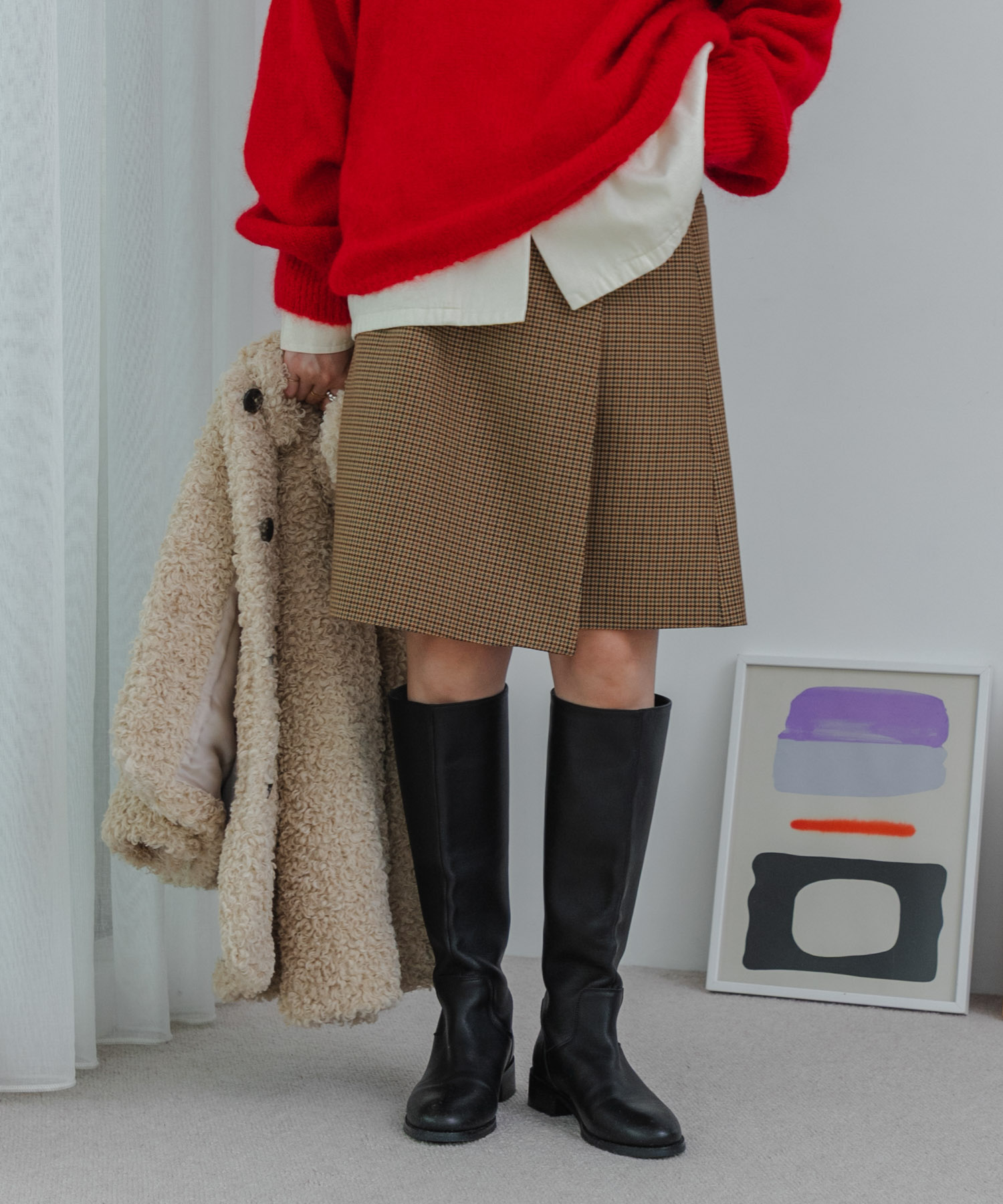 ウールブレンドチェックスカート