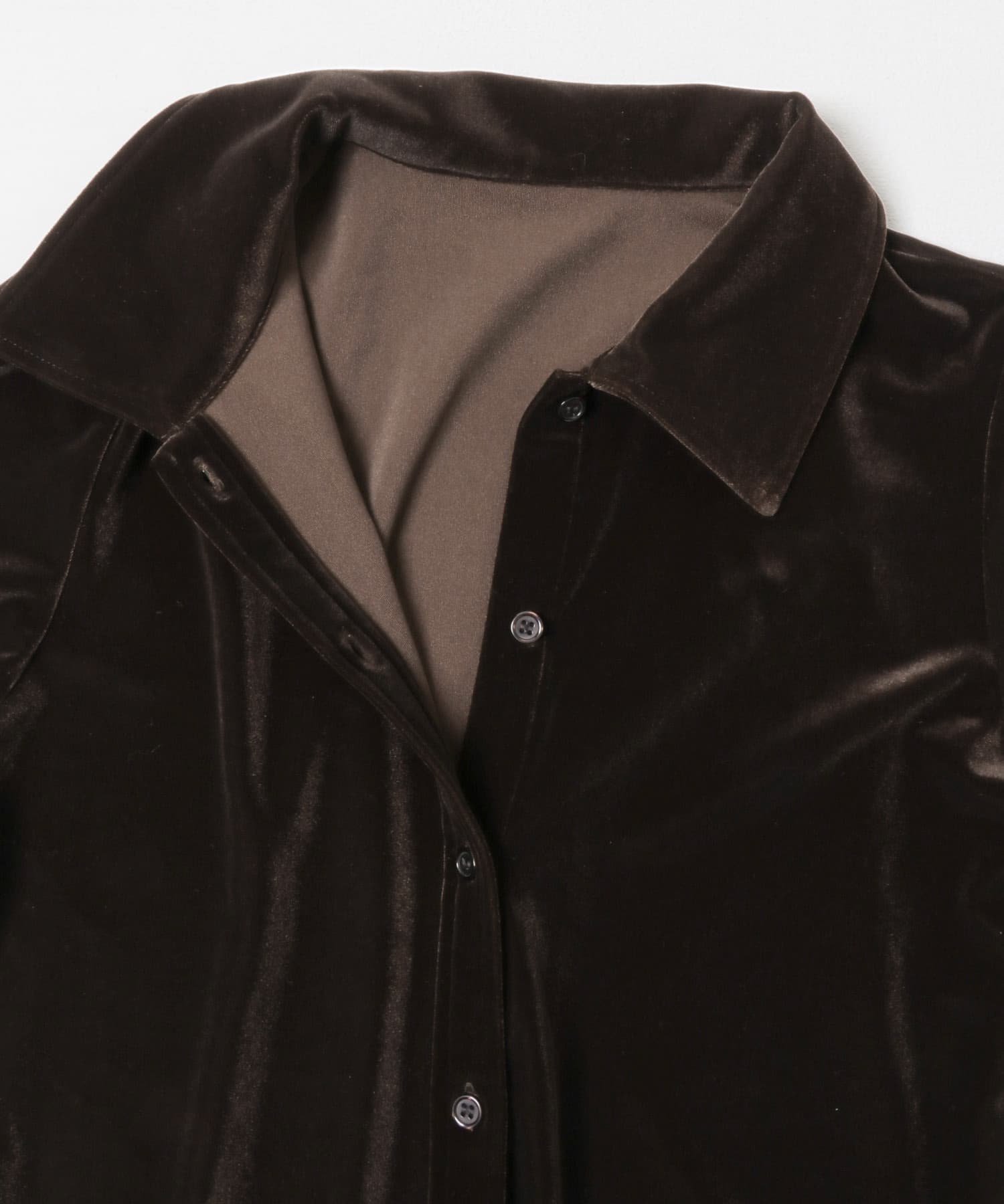 ベロアシャツカラーワンピース BROWN FREE