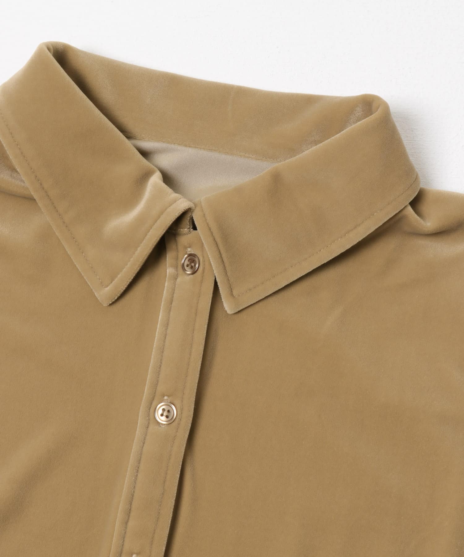 ベロアシャツカラーワンピース BEIGE FREE