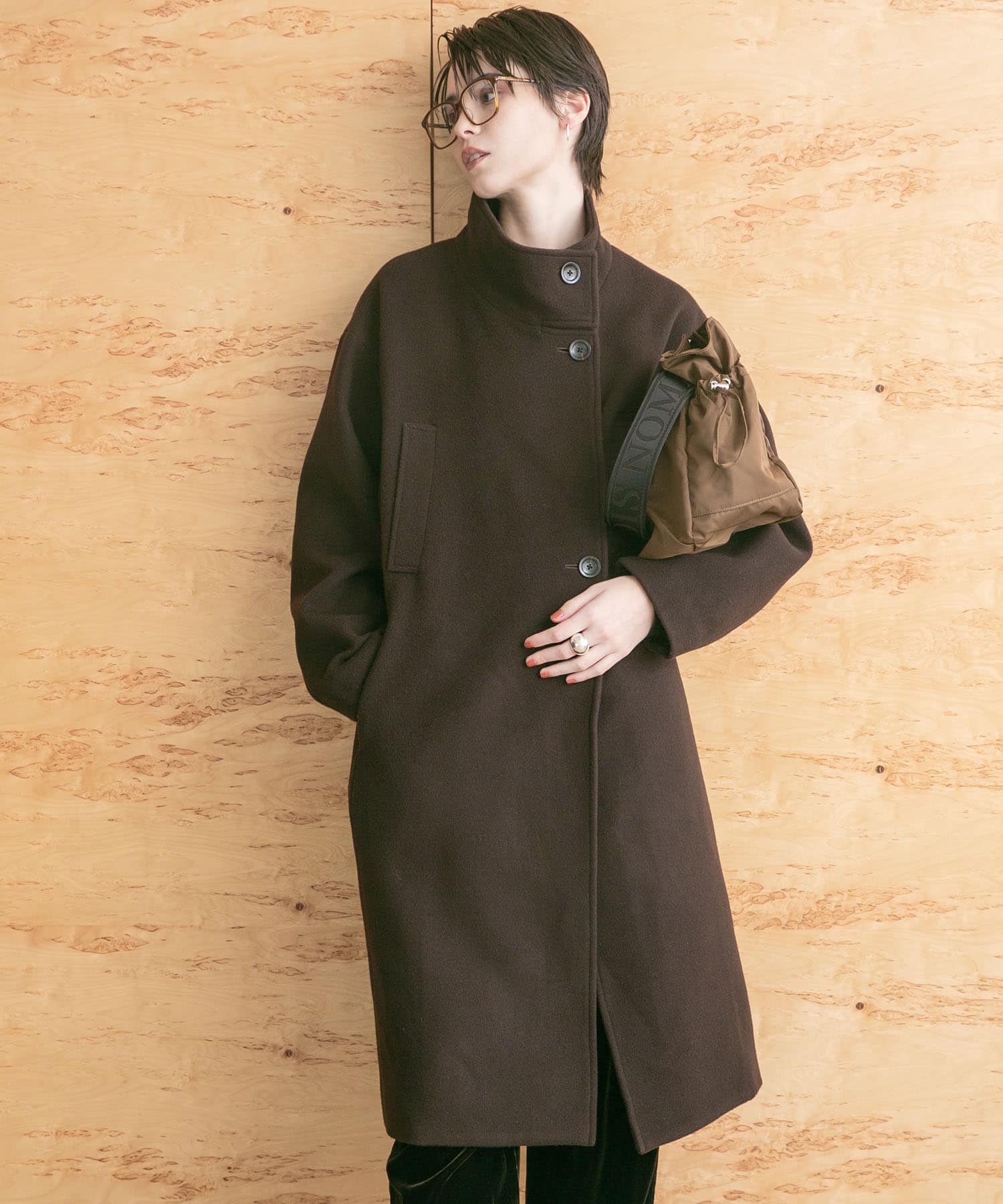 スーパー100ウールスタンドカラーコート(FREE BROWN): アウター｜URBAN