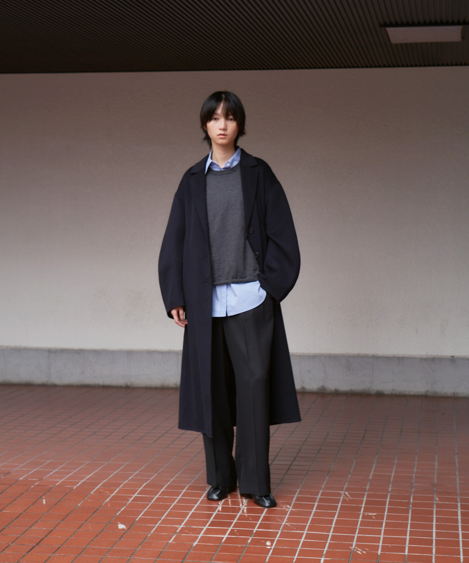new basic　super160 rever chester coat