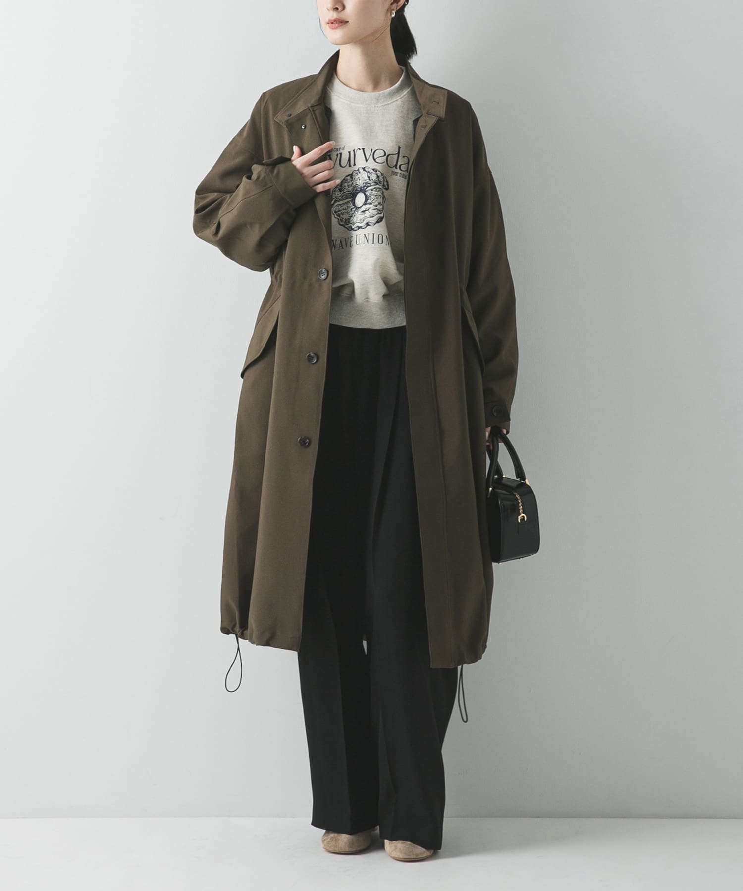 『WEB限定』インナーダウン付スタンドカラーロングコート