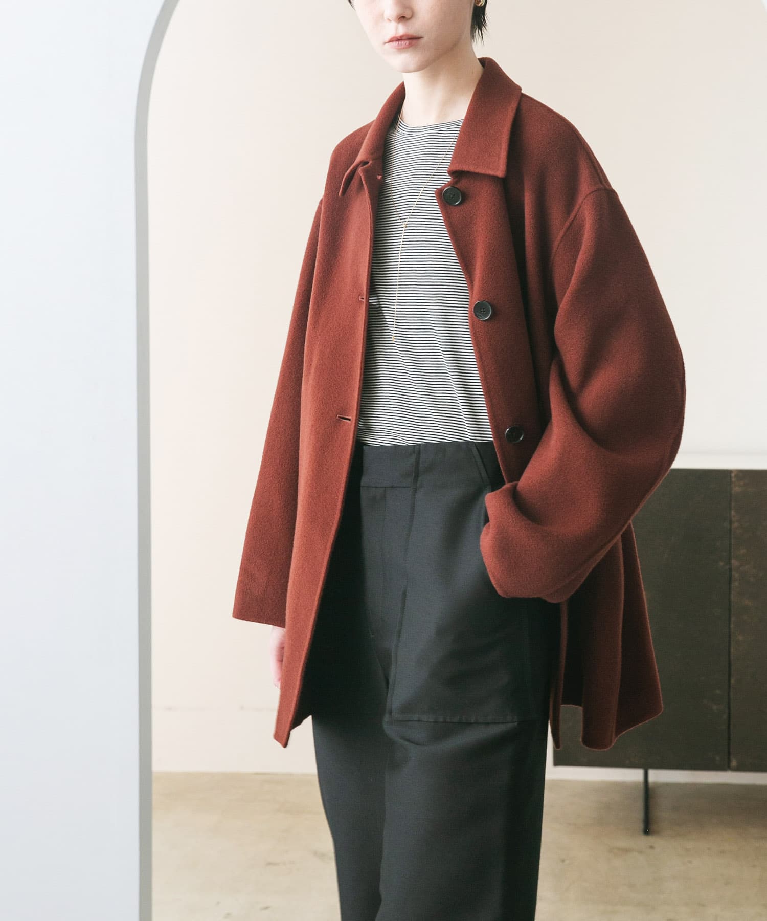 スーパー140ステンカラーリバーミドルコート