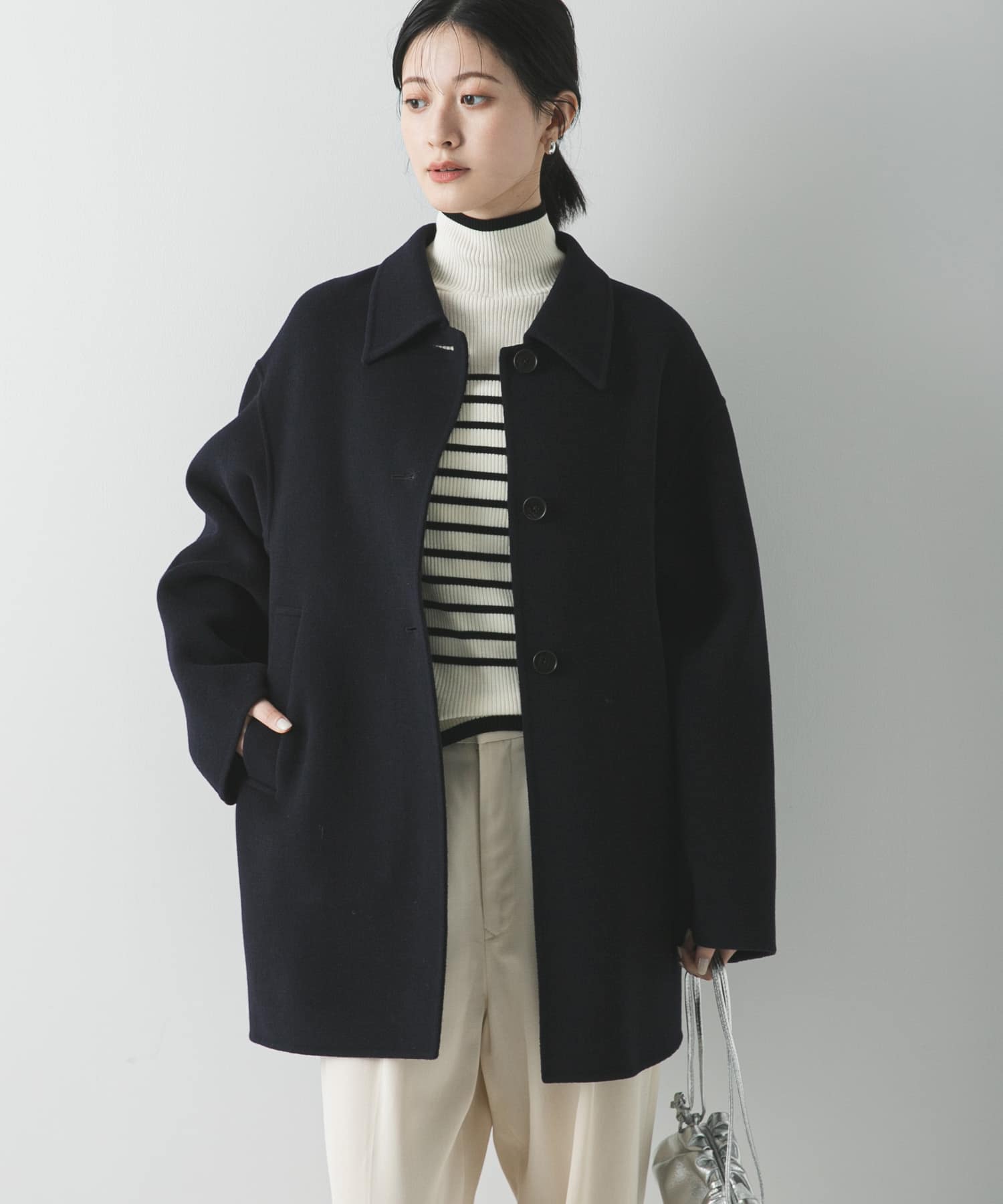 スーパー140ステンカラーリバーミドルコート