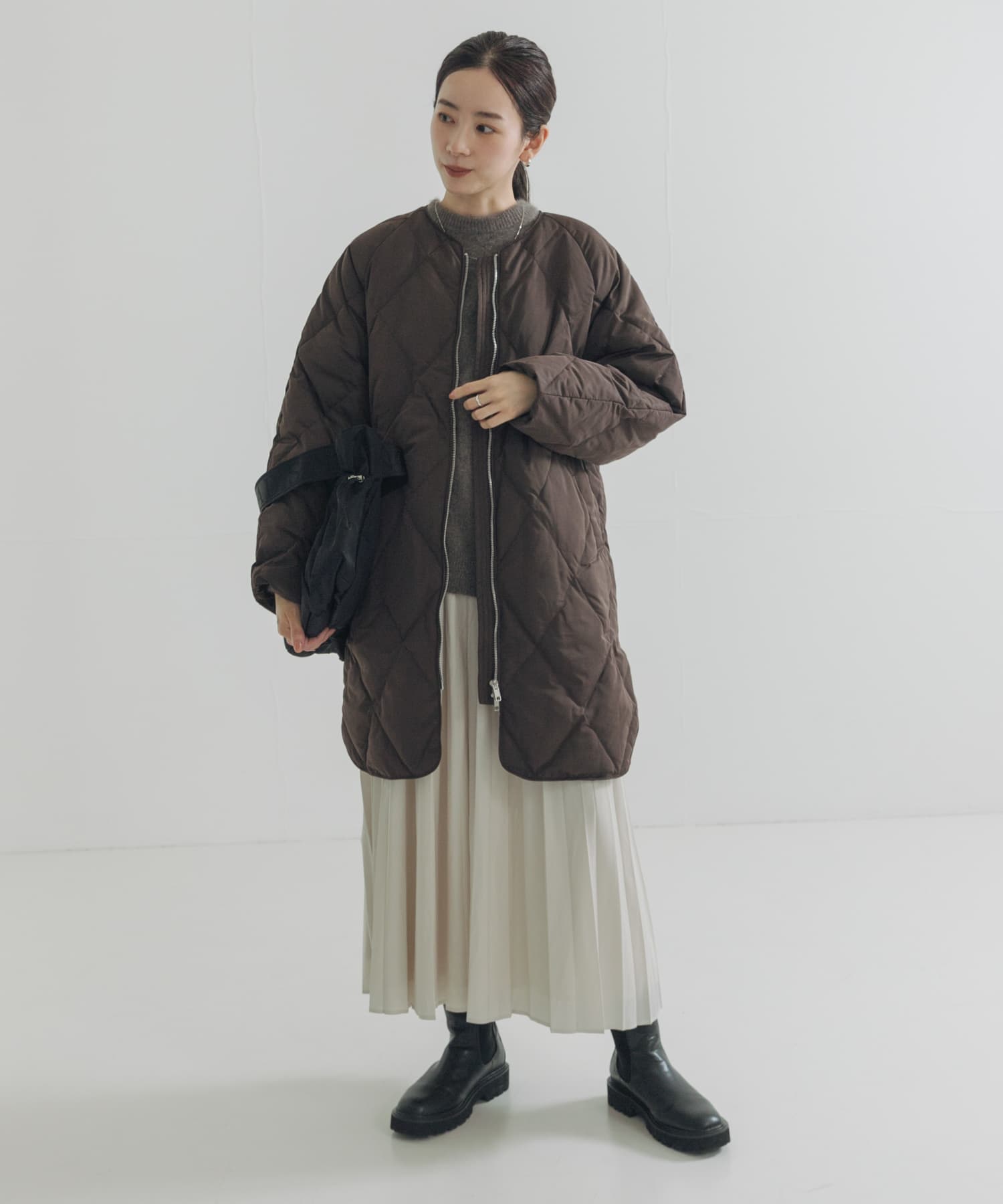 Sサイズ/WEB限定』コクーンキルティングロングダウン(S OFF WHITE