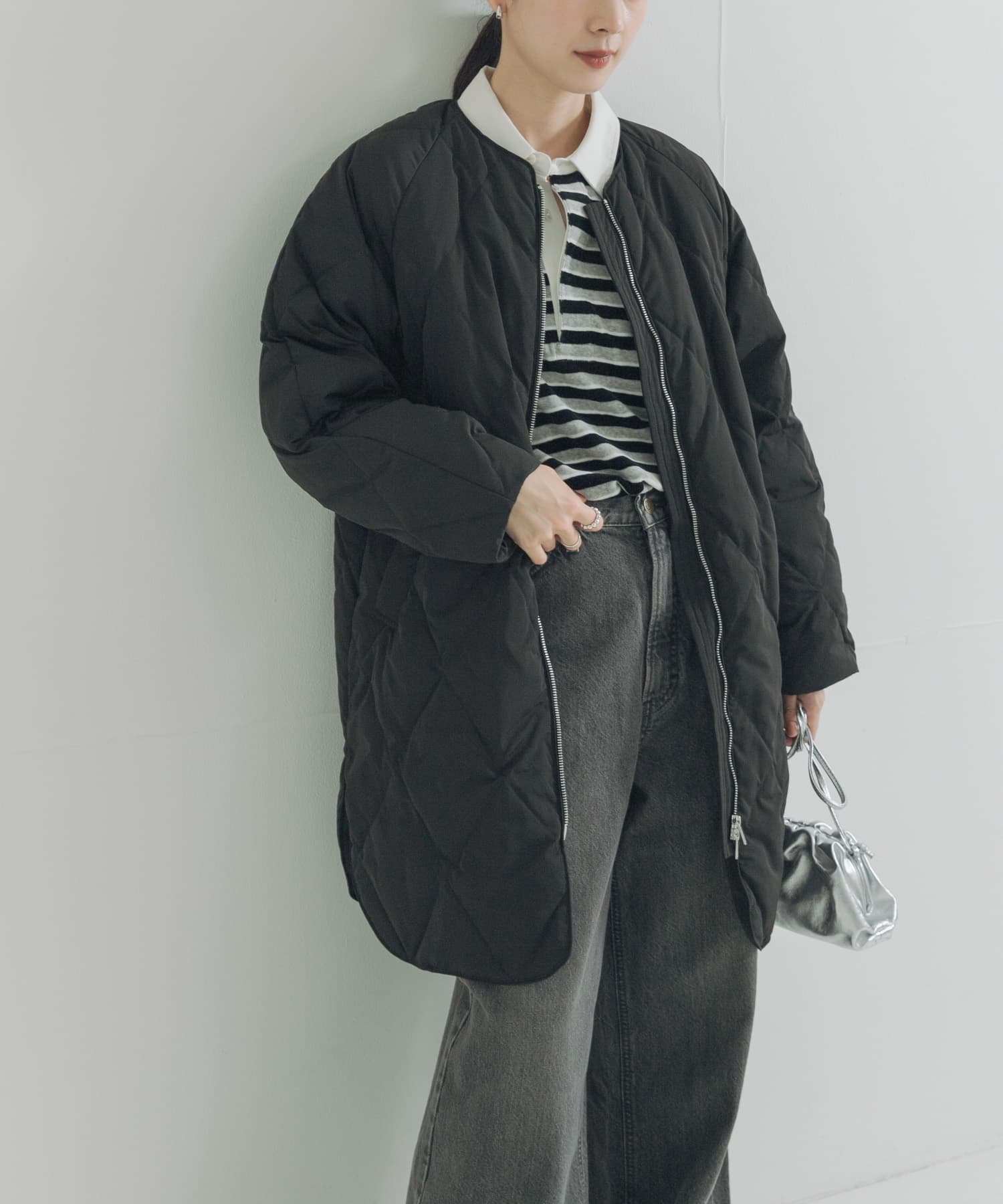 美品＊アーバンリサーチ acuta コクーンキルティングダウン 黒 ゆったり 人気＊アーバンリサーチ コクーンキルティングダウン 黒 ゆったり