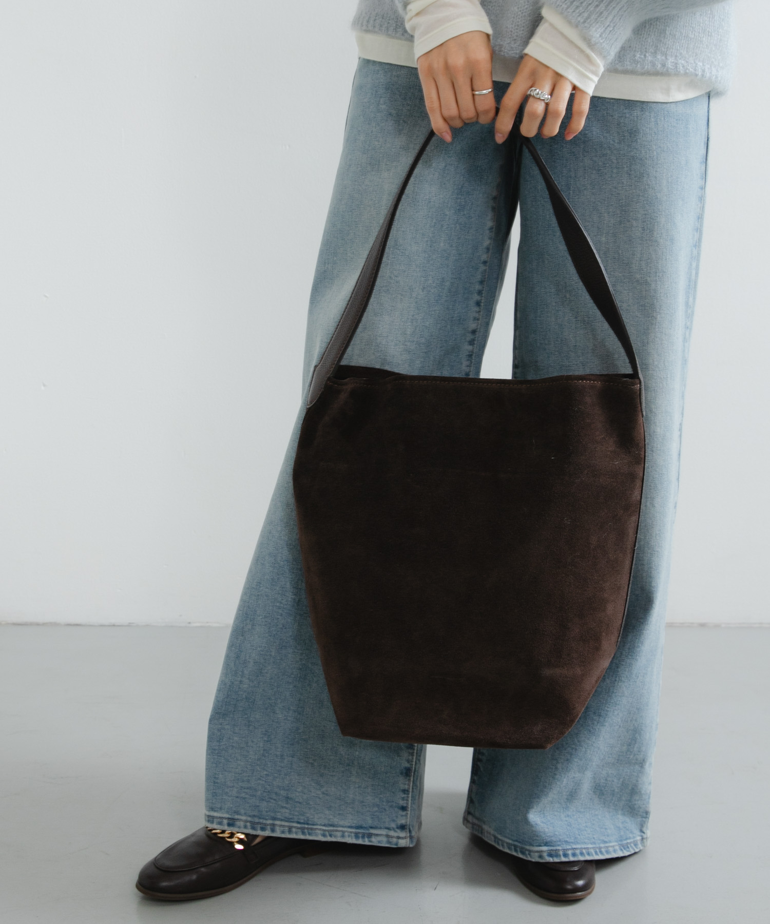 ワンハンドルスウェードトートバッグ