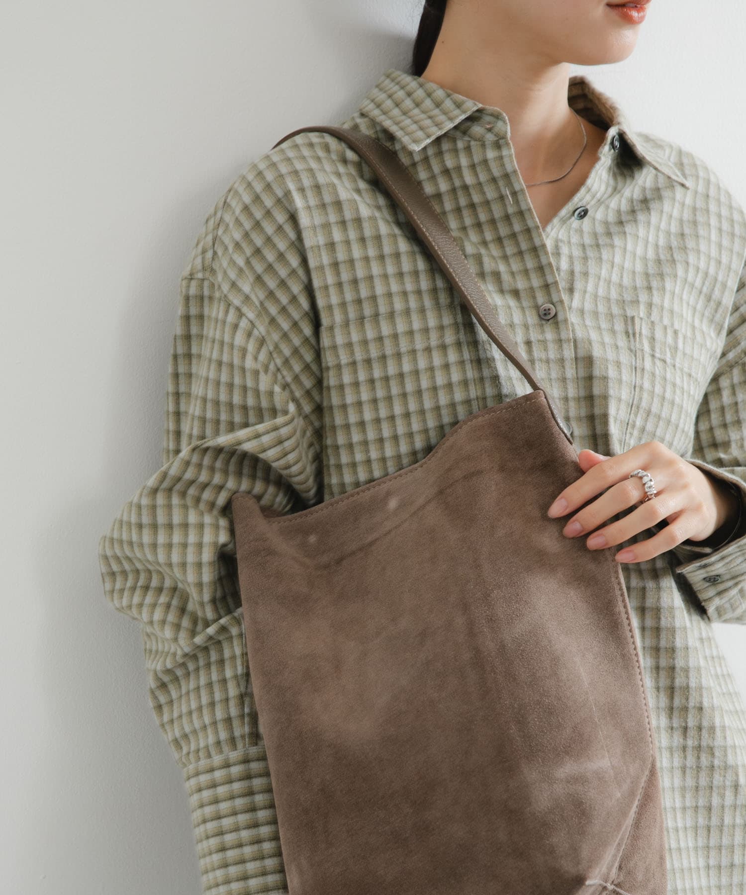 ワンハンドルスウェードトートバッグ GREGE -0