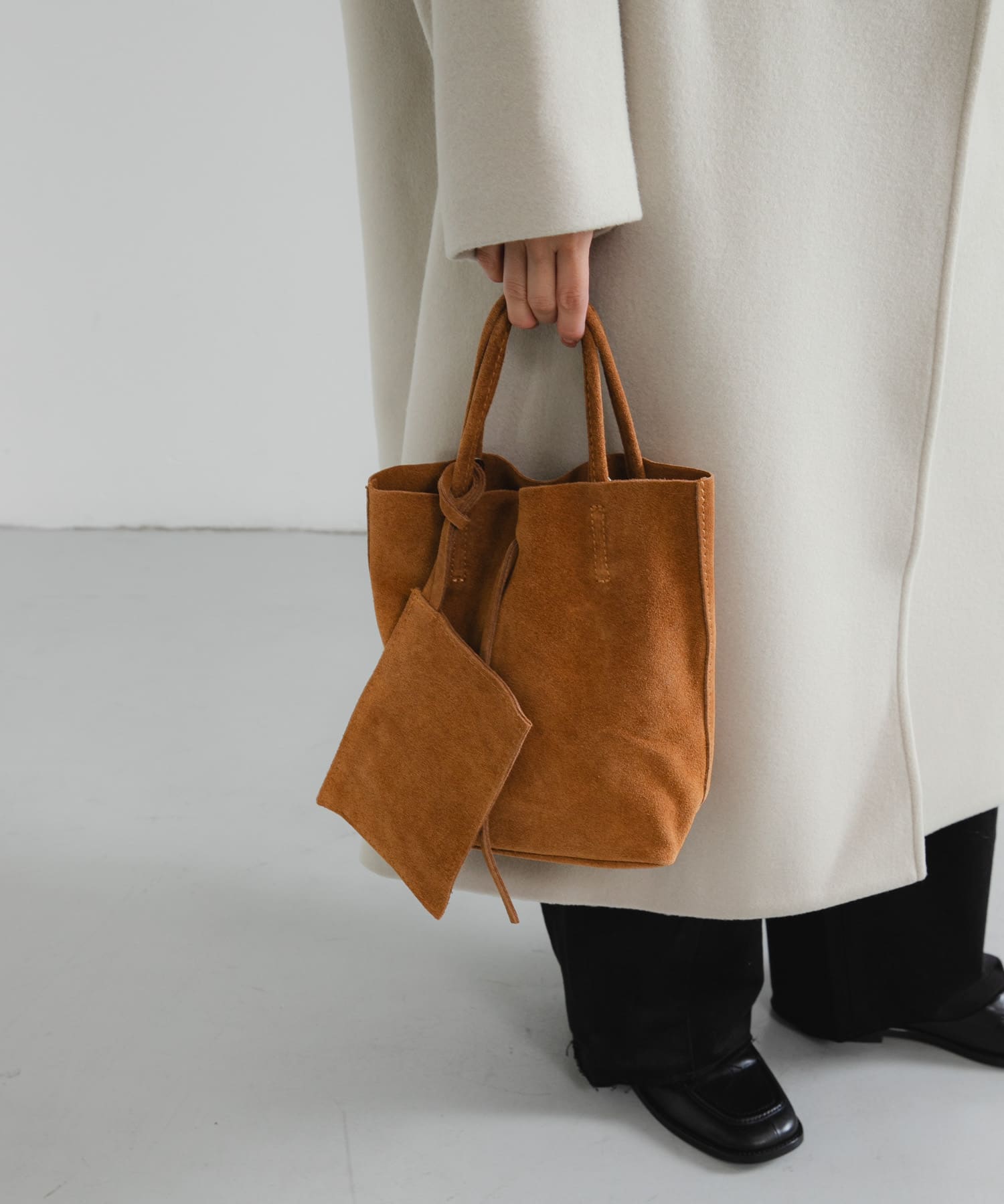 スエードミニトートバッグ CAMEL -