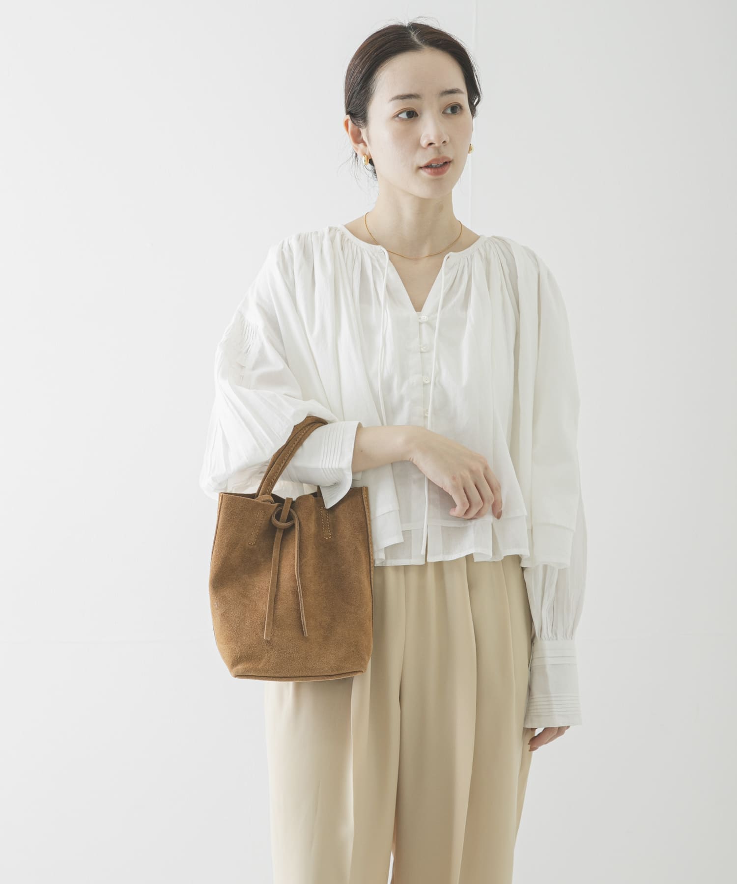 スエードミニトートバッグ CAMEL -