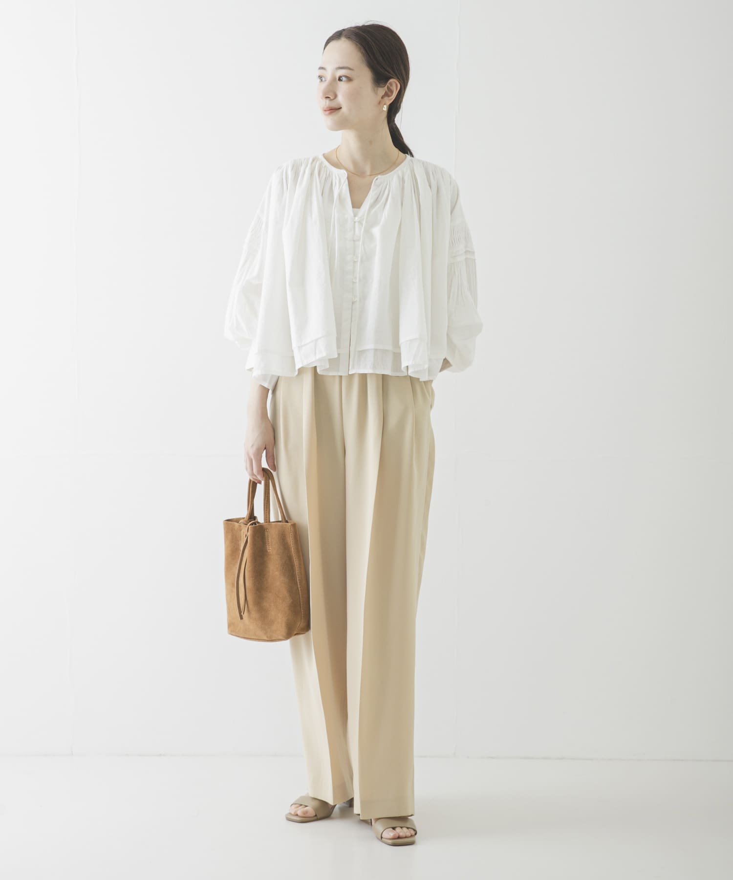 スエードミニトートバッグ CAMEL -